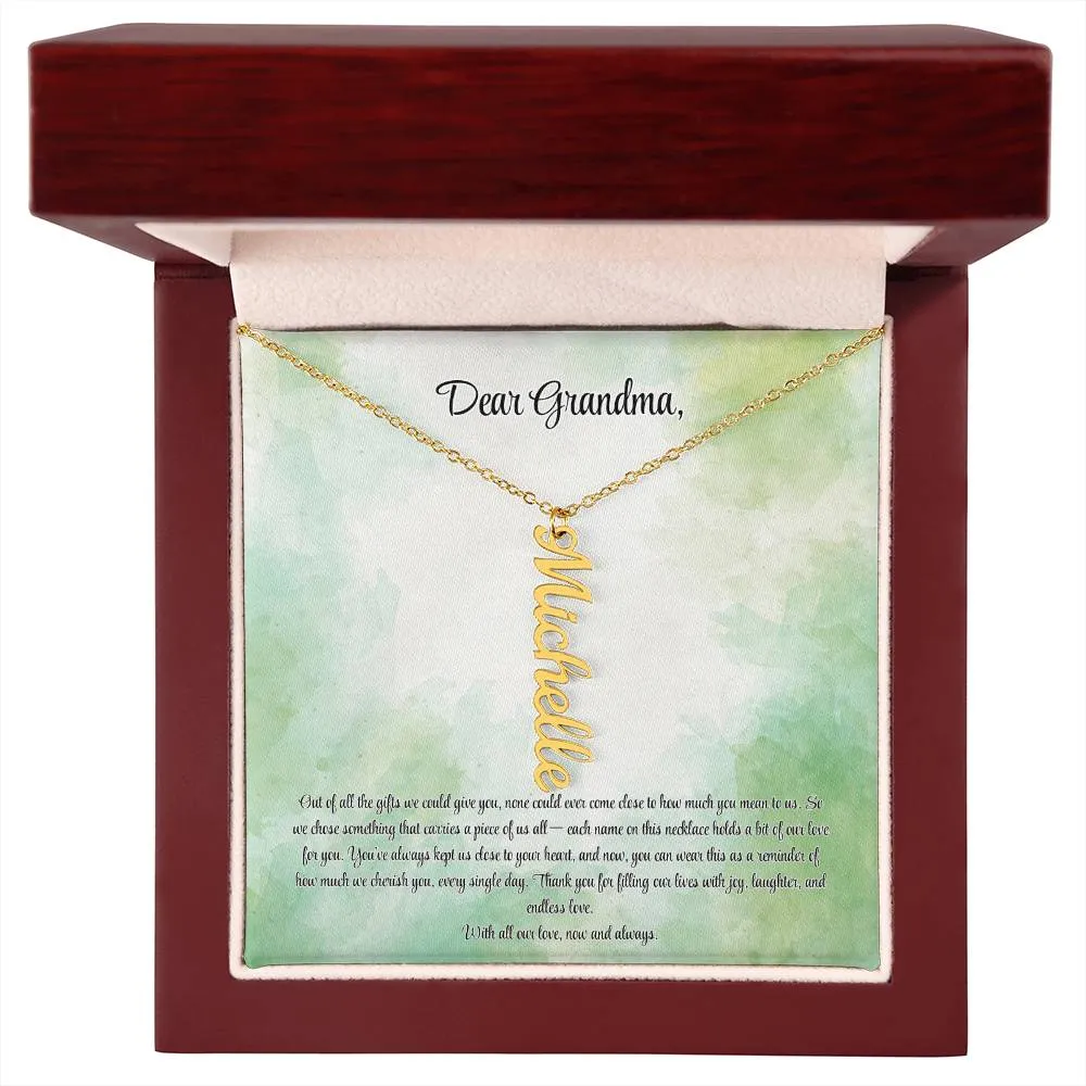 Personalized Vertical Name Necklace for Grandma – A Cherished Gift for Christmas, Birthdays and More!