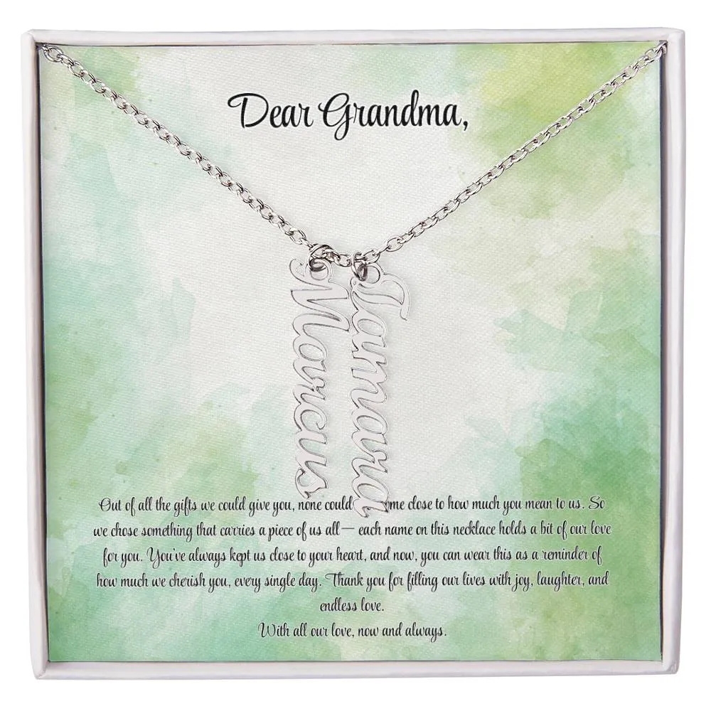 Personalized Vertical Name Necklace for Grandma – A Cherished Gift for Christmas, Birthdays and More!