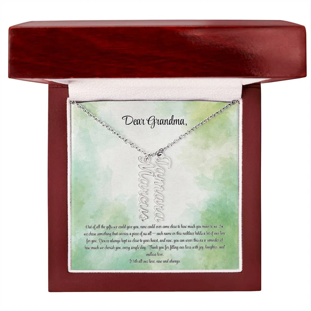 Personalized Vertical Name Necklace for Grandma – A Cherished Gift for Christmas, Birthdays and More!