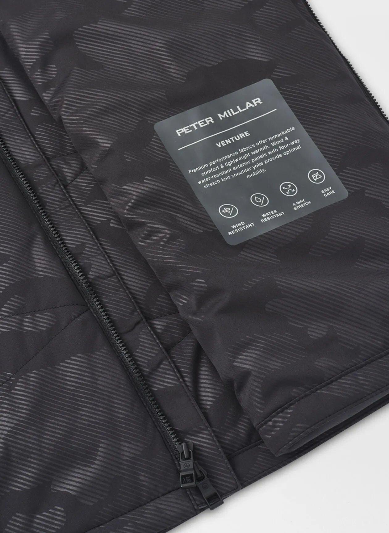Peter Millar Mens Classic Fit Venture Hybrid Vest - BLACK