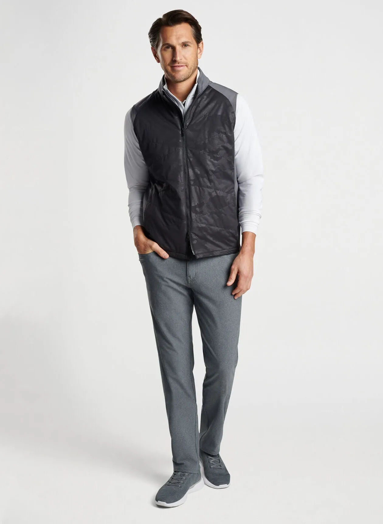 Peter Millar Mens Classic Fit Venture Hybrid Vest - BLACK