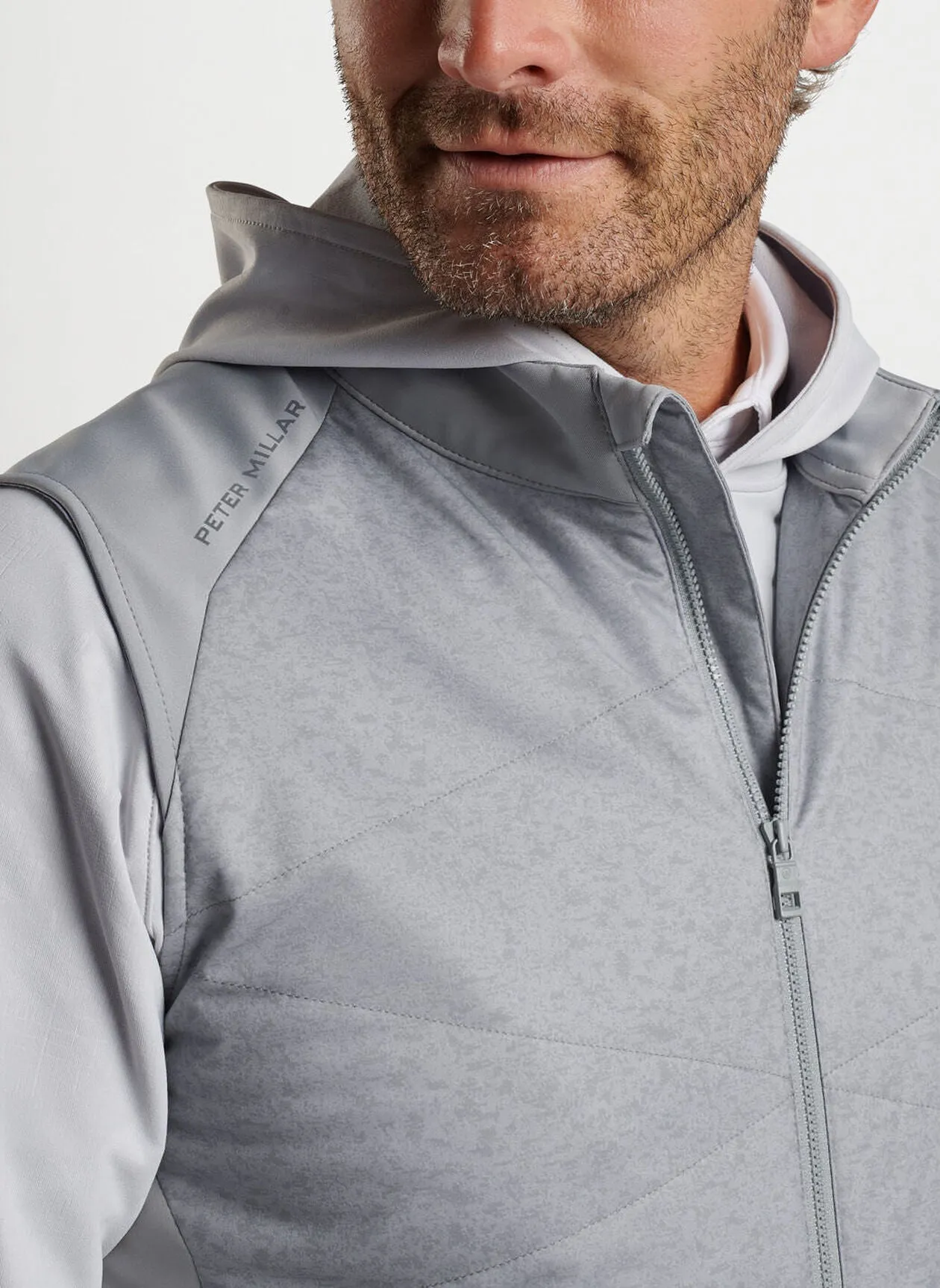 Peter Millar Mens Classic Fit Venture Hybrid Vest - GALE GREY