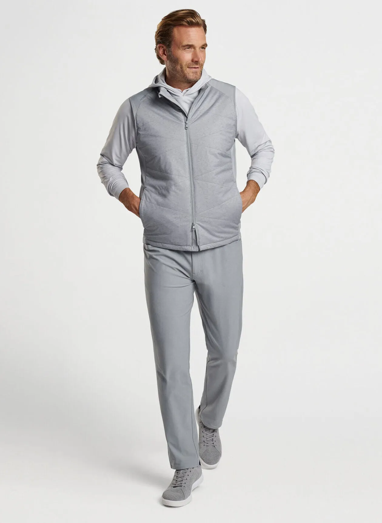 Peter Millar Mens Classic Fit Venture Hybrid Vest - GALE GREY
