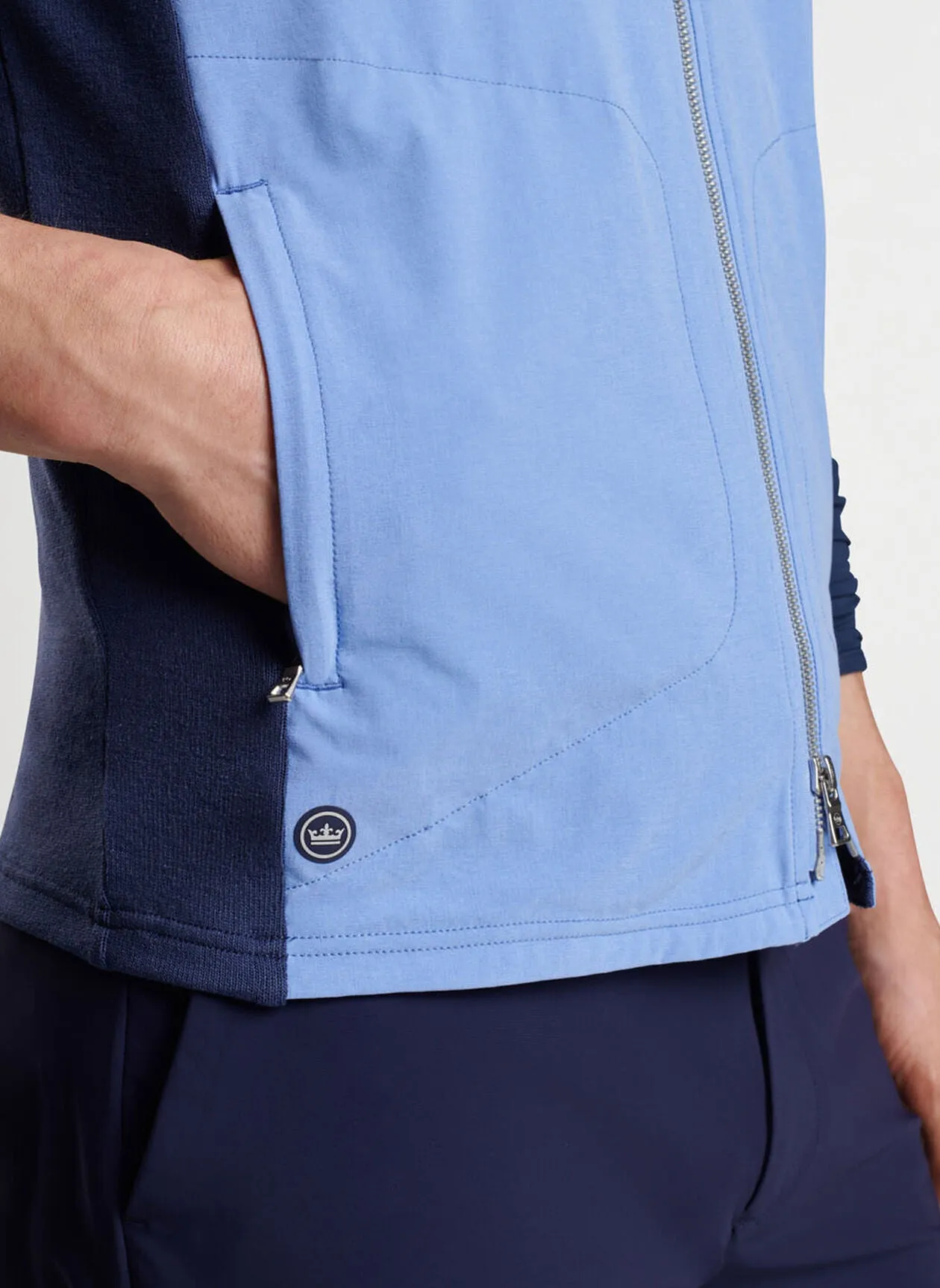 Peter Millar Mens Tailored Fit Solstice Performance Hybrid Full-Zip Vest - ELIXIR