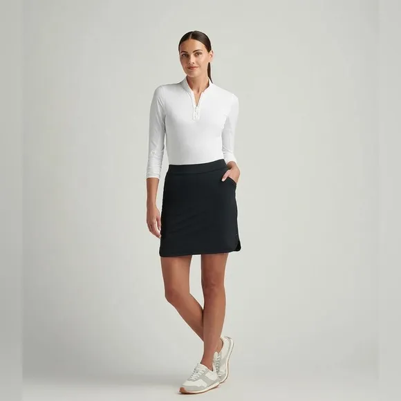 Peter Millar Women's Crown Sport Alice Petal Hem Skort Black Medium 18”