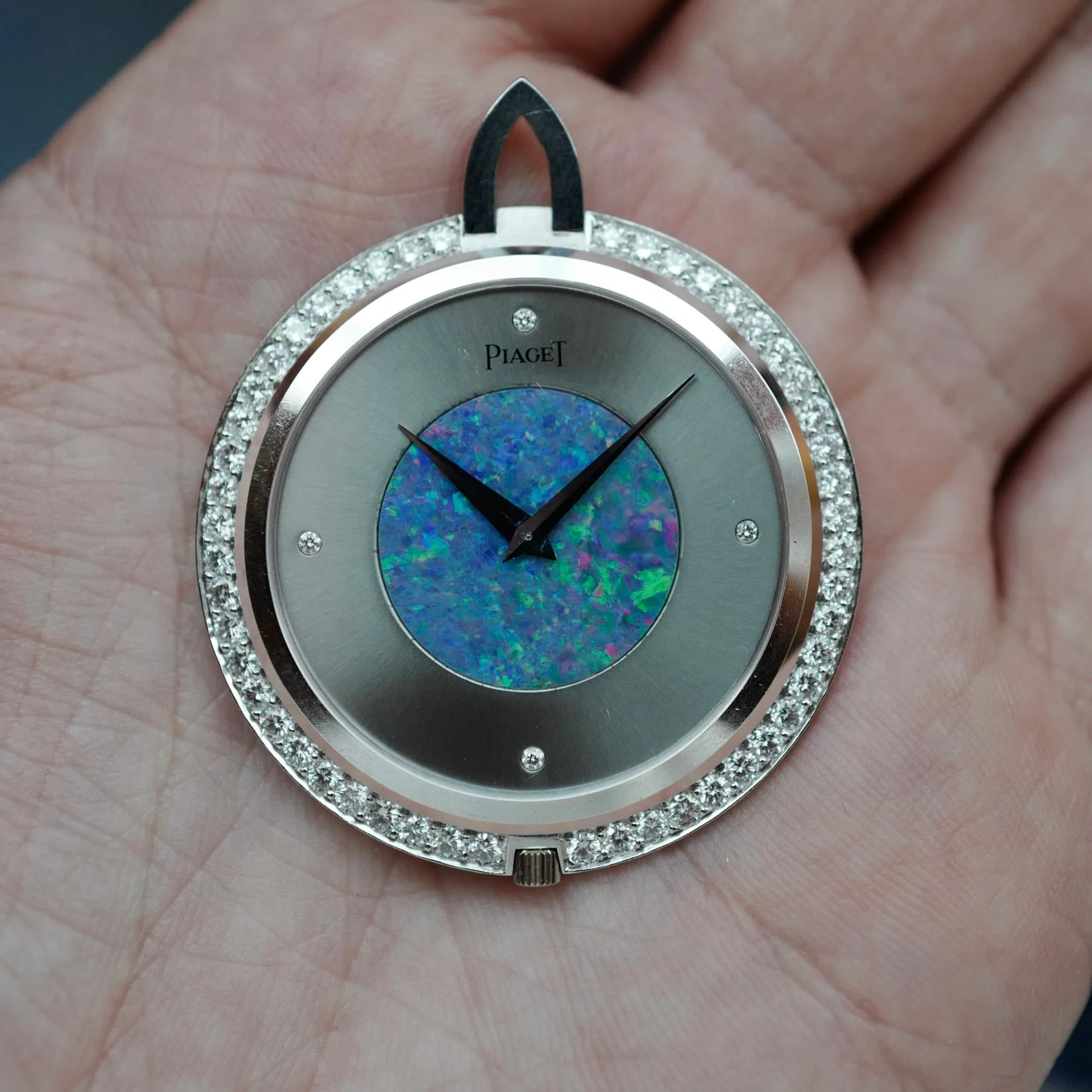 Piaget White Gold and Opal Pendant Watch