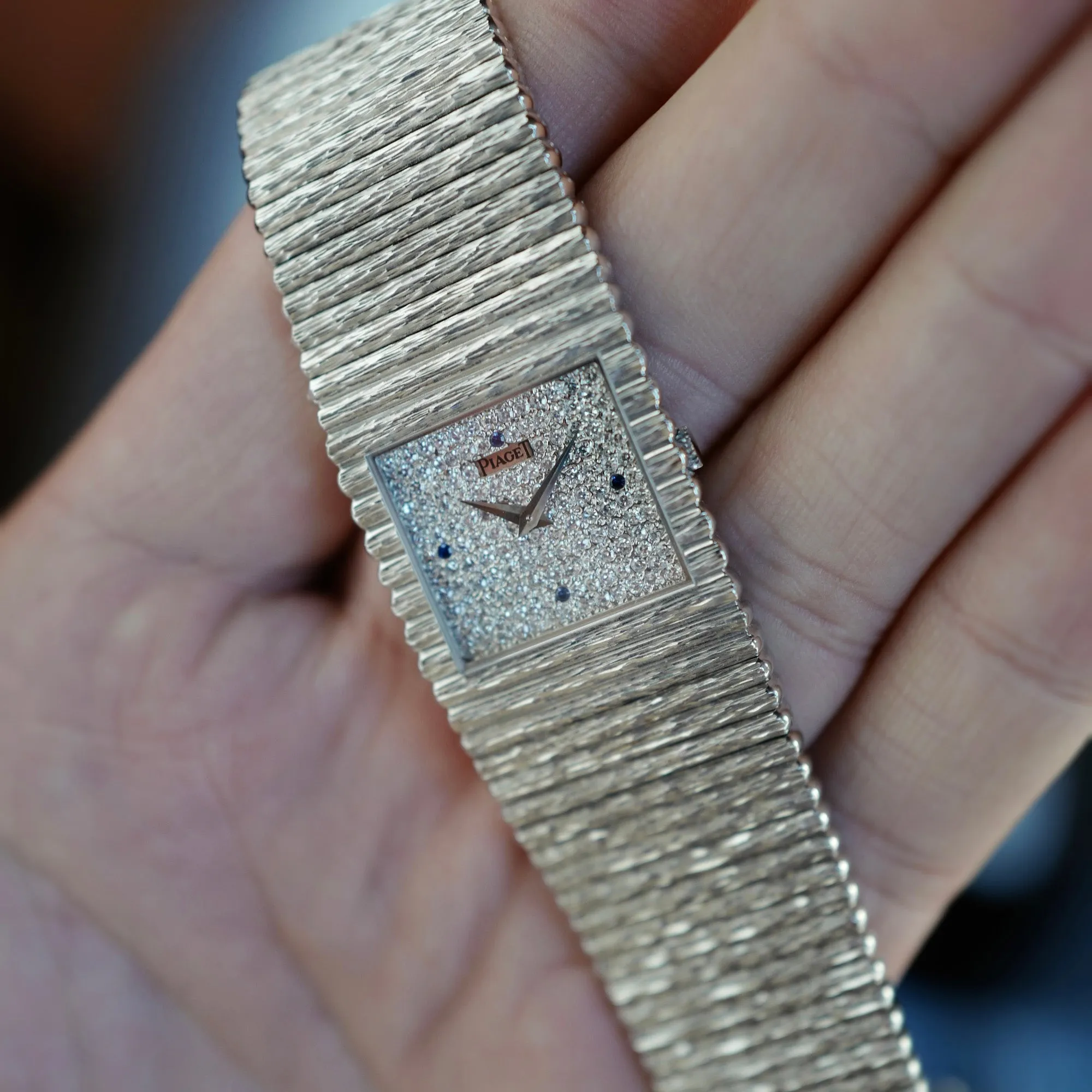 Piaget White Gold Emperador Ref. 9131 with Diamonds and Sapphires