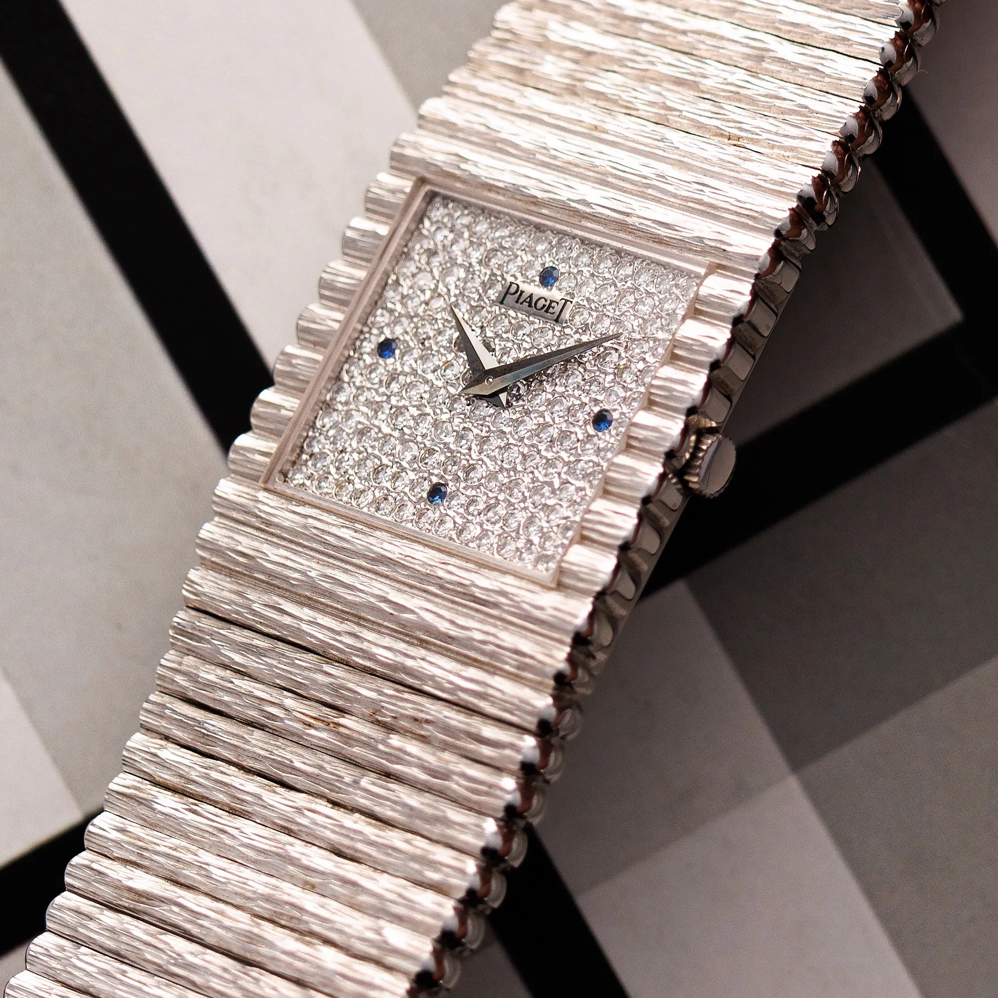 Piaget White Gold Emperador Ref. 9131 with Diamonds and Sapphires