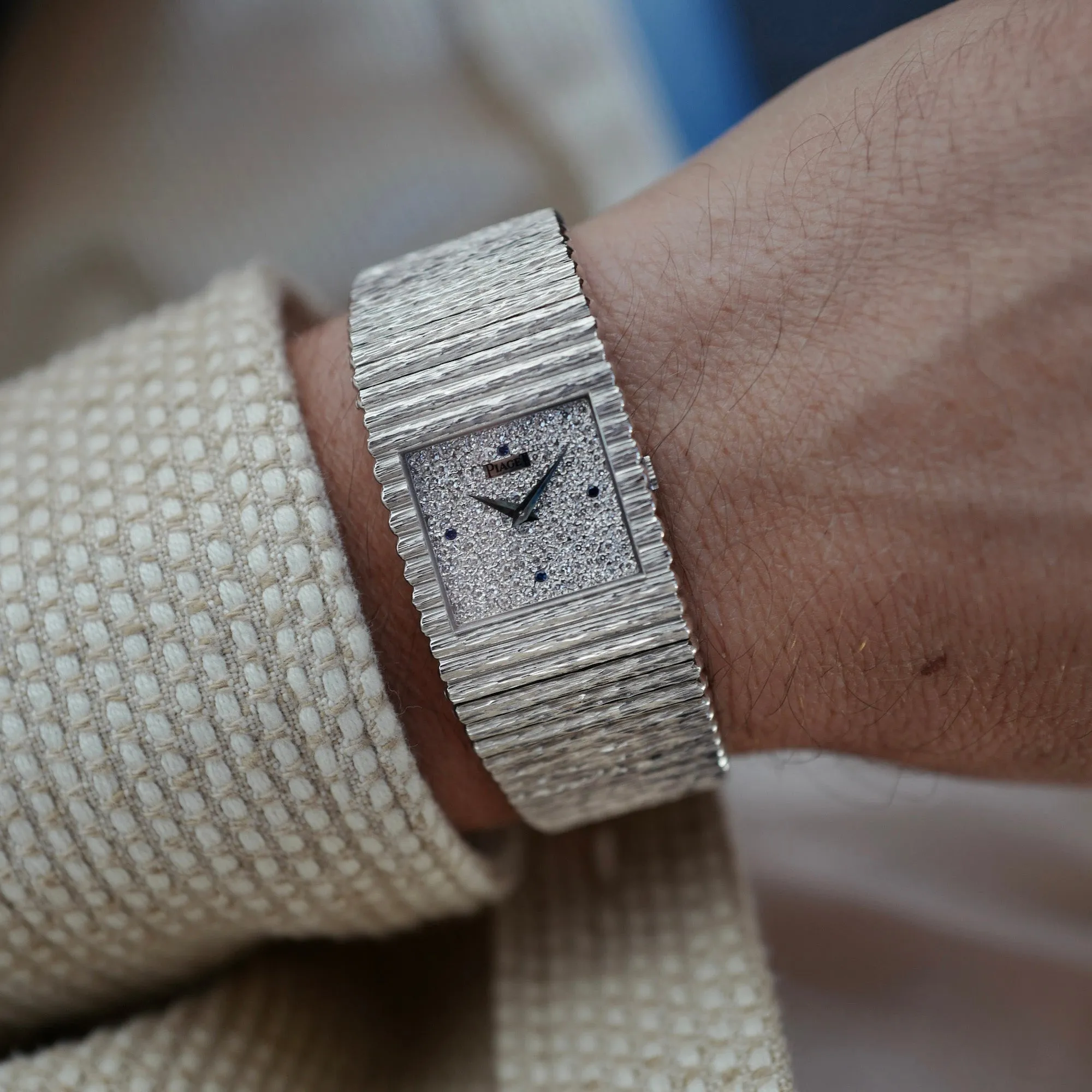 Piaget White Gold Emperador Ref. 9131 with Diamonds and Sapphires