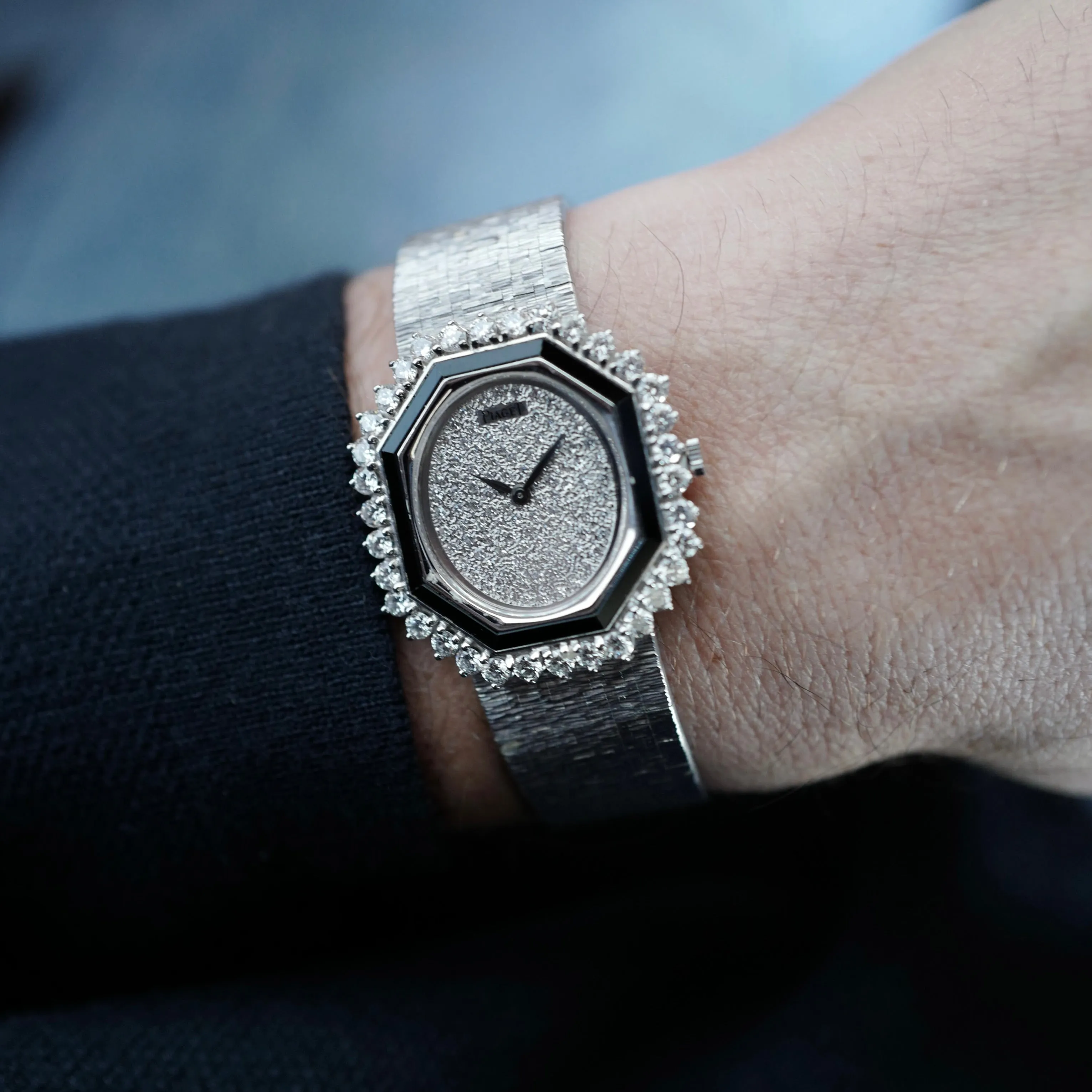 Piaget White Gold Onyx and Diamond Watch Ref. 93419