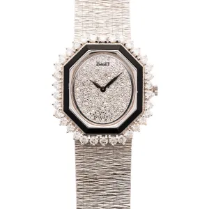Piaget White Gold Onyx and Diamond Watch Ref. 93419