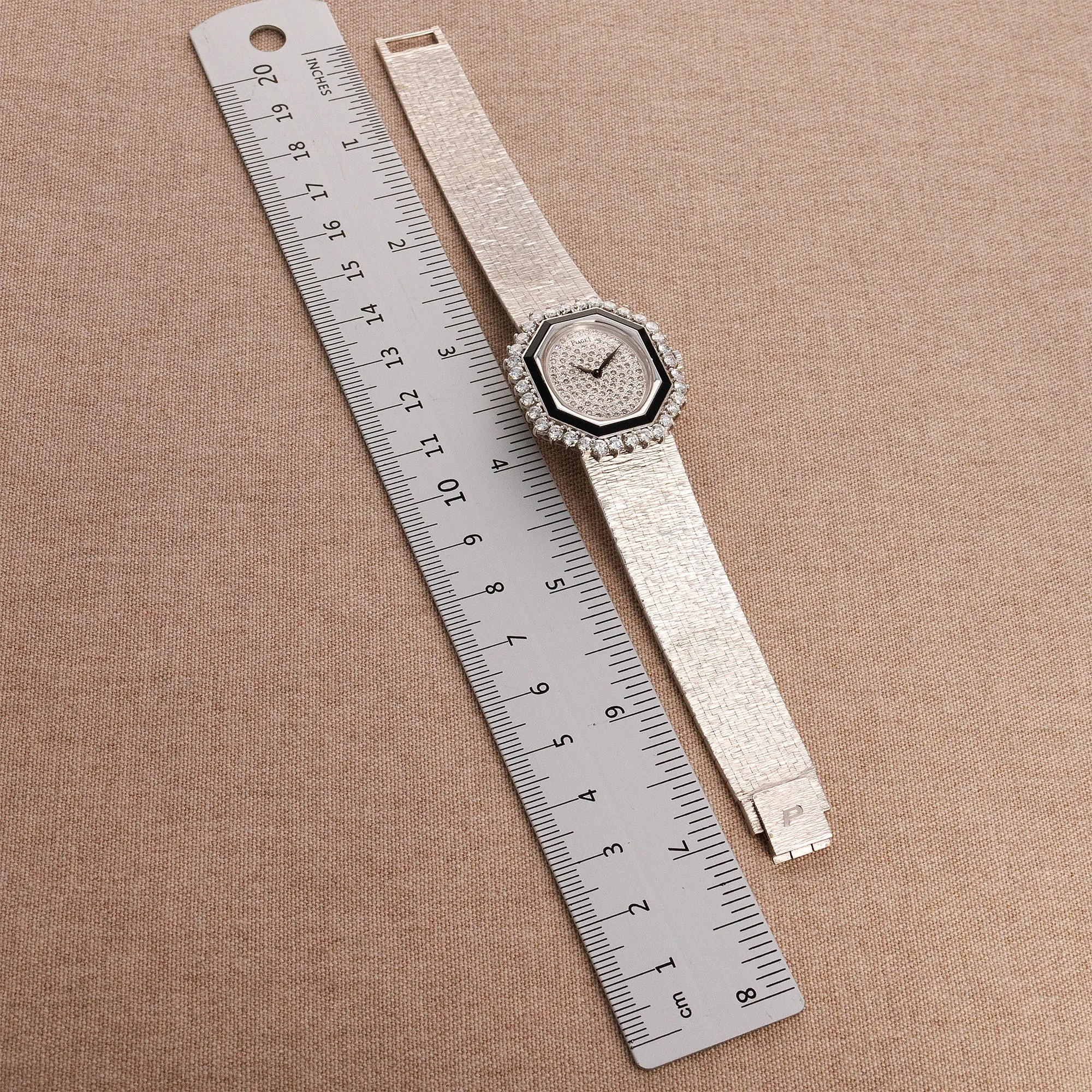 Piaget White Gold Onyx and Diamond Watch Ref. 93419