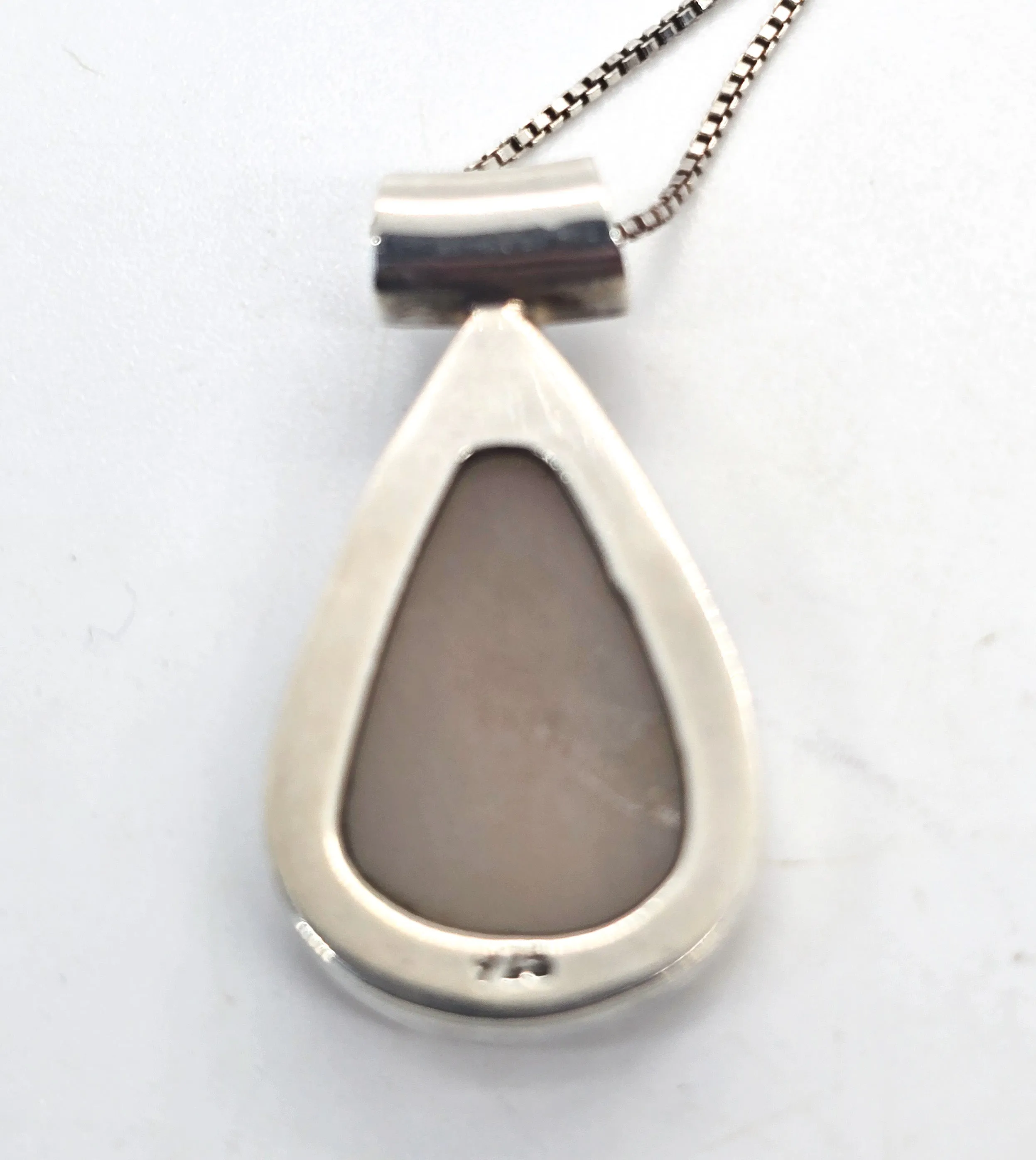Pink Druzy quartz gemstone pear cut vintage pendant necklace