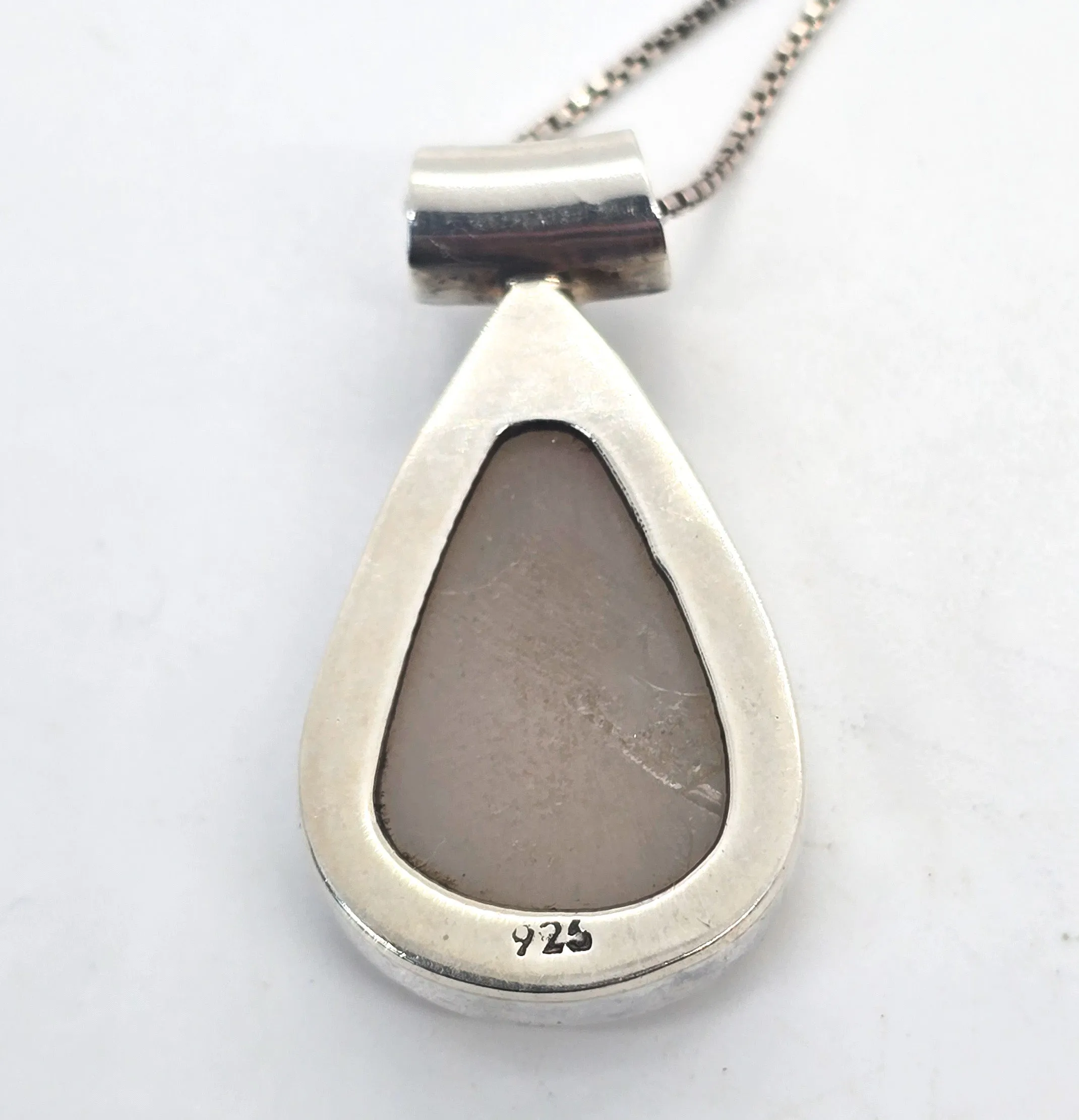 Pink Druzy quartz gemstone pear cut vintage pendant necklace