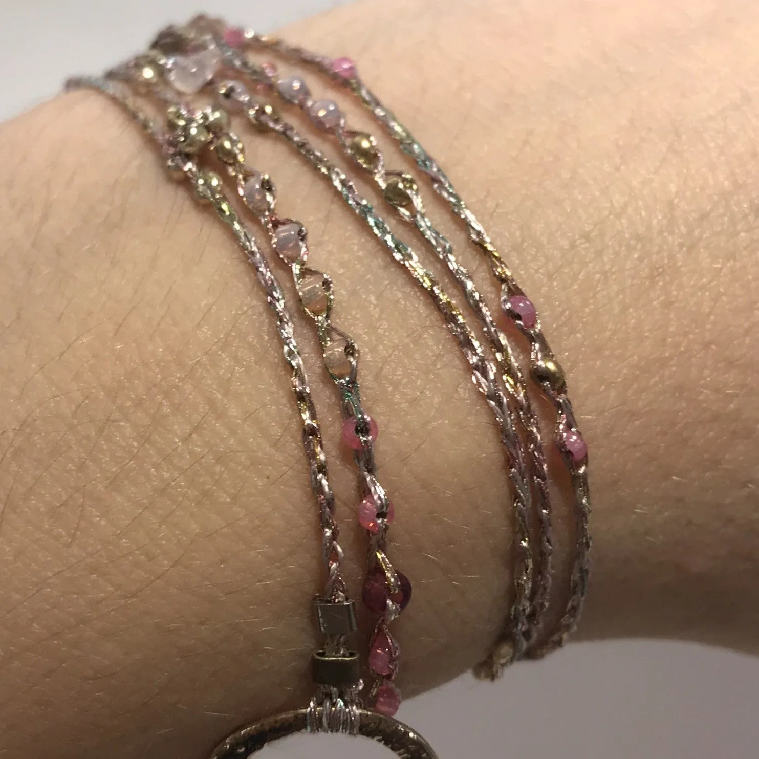 Pink or Blue Agate Necklace with Quartz