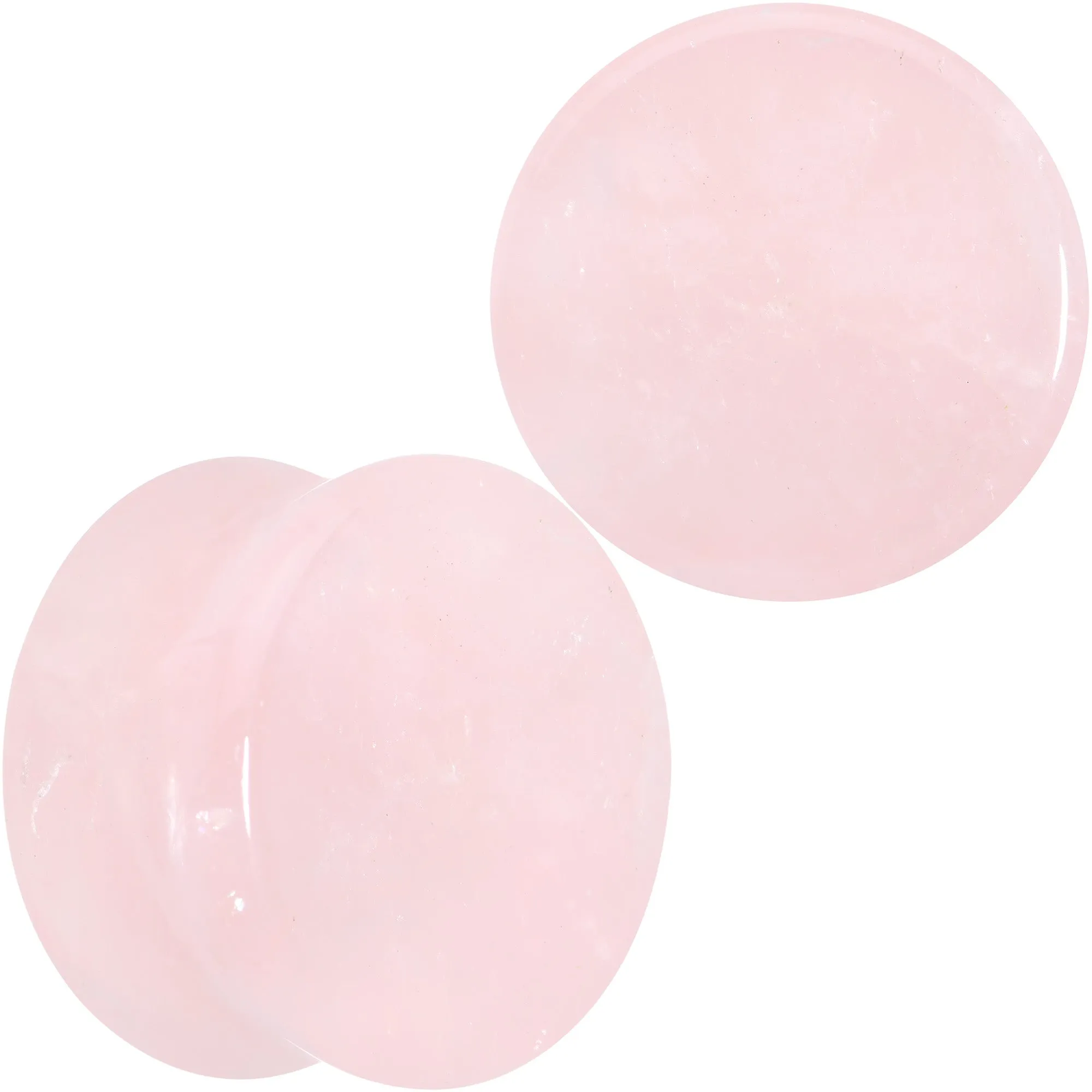 Pink Rose Quartz Round Double Flare Plug Set