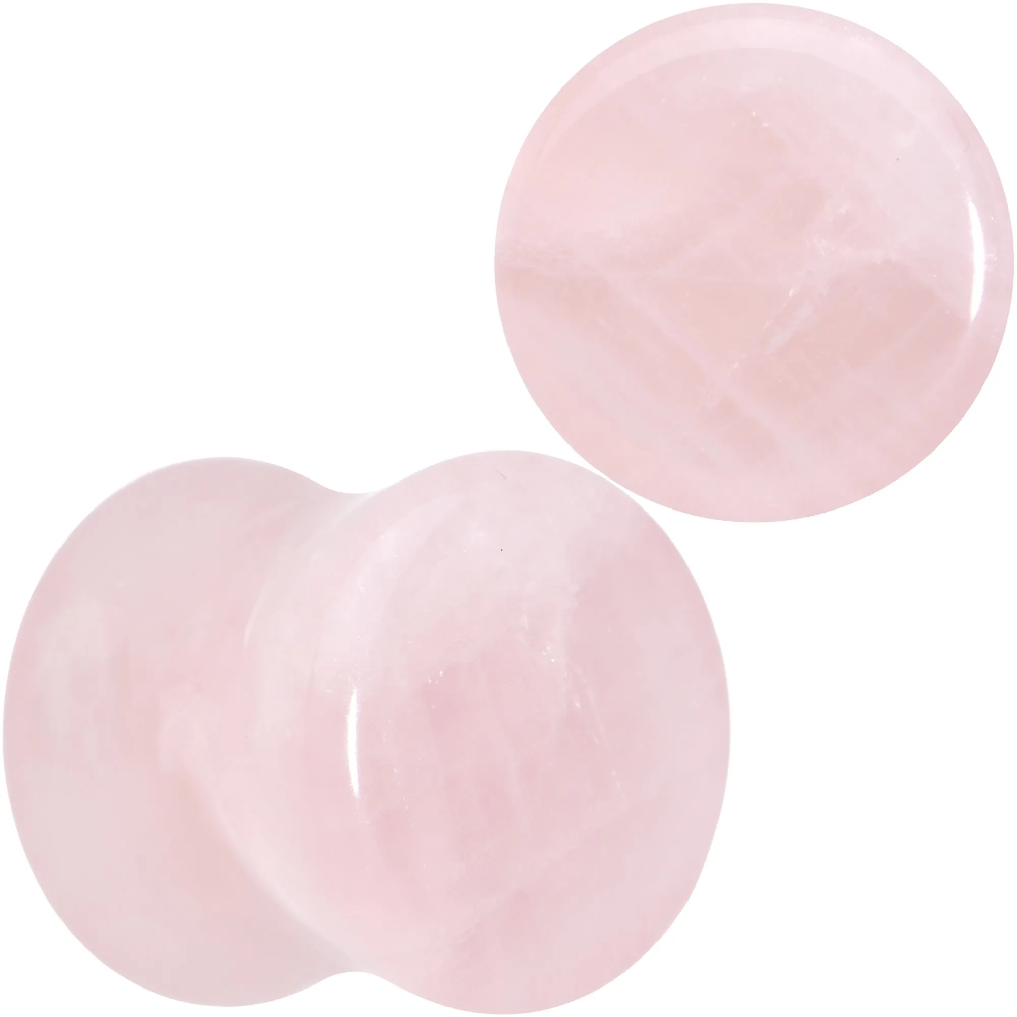 Pink Rose Quartz Round Double Flare Plug Set