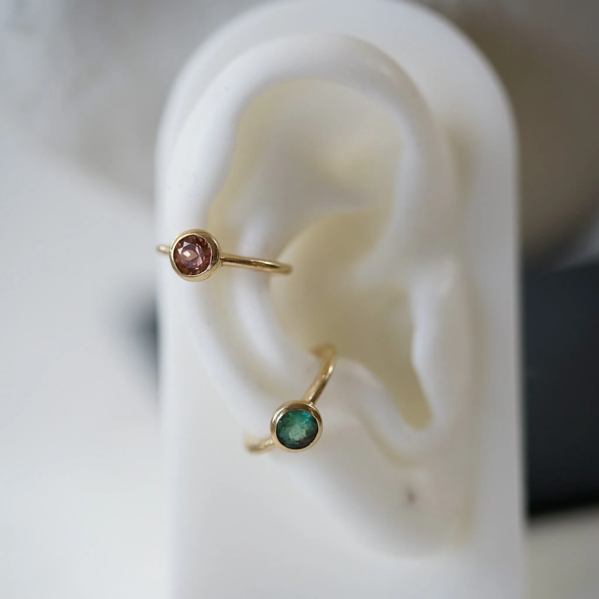 Pink tourmaline gold ear cuff