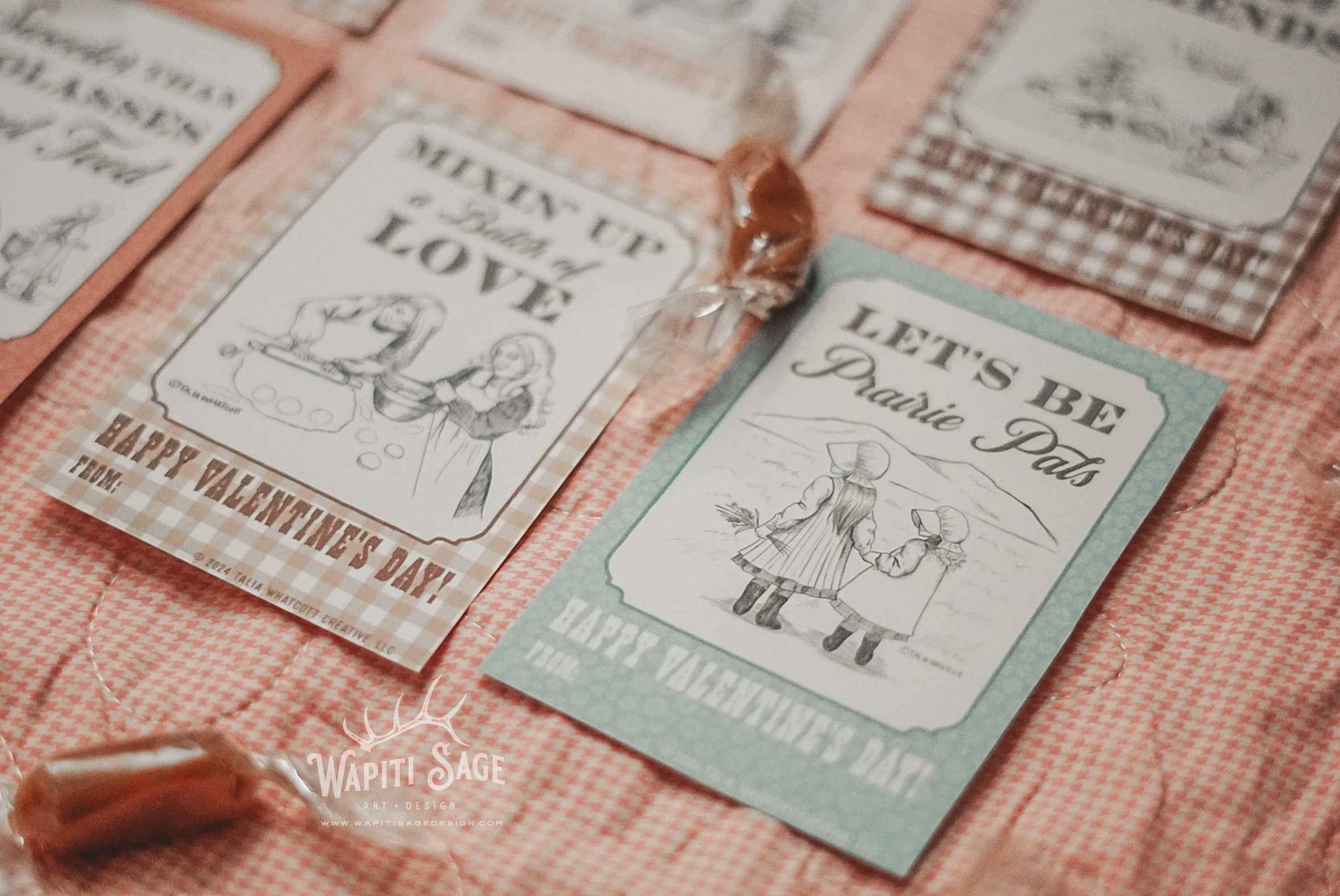 Pioneer Sisters Valentine Cards Digital Printable - Wapiti Sage Design x Paintbrush Prairie Podcast