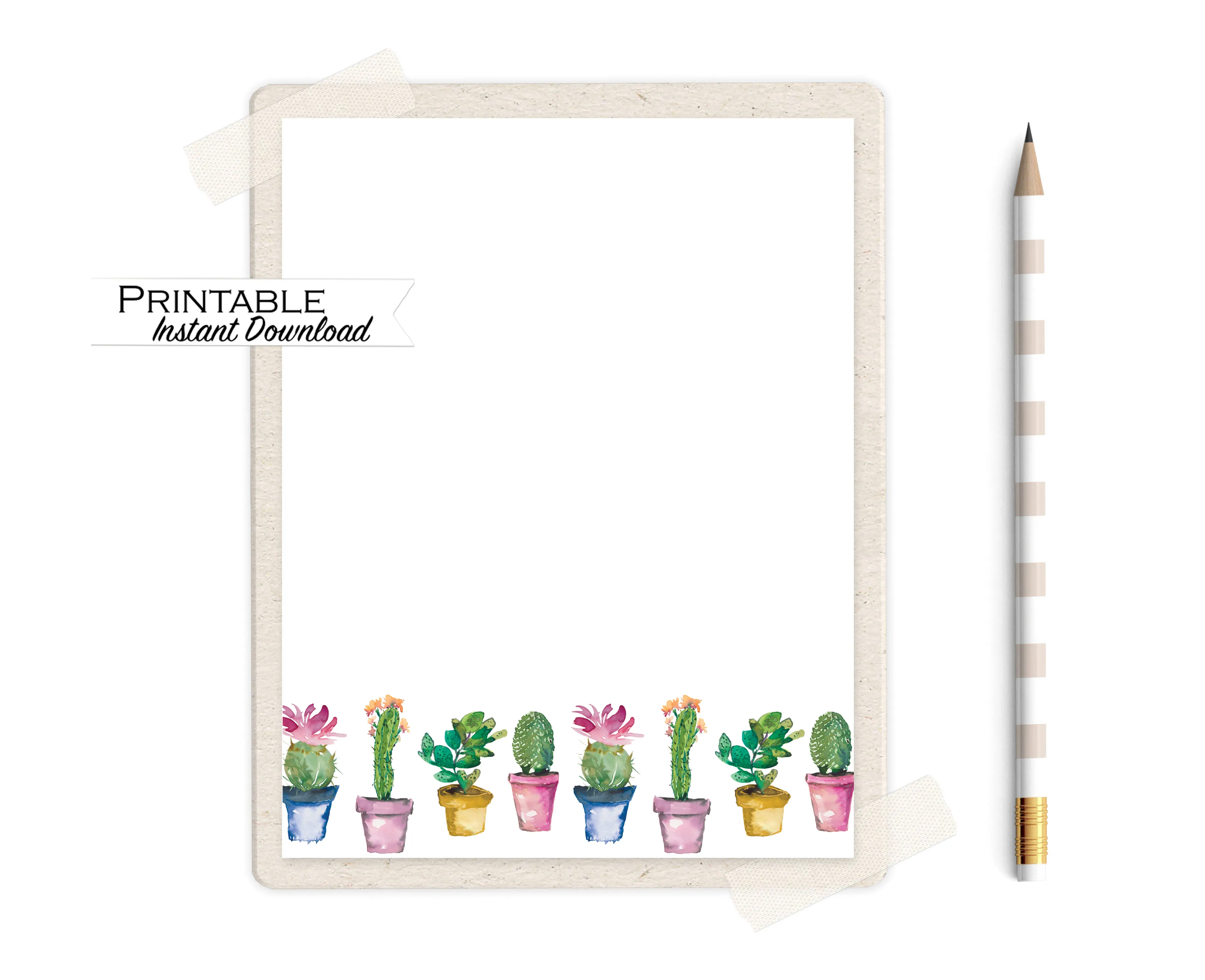 Plants in Pots - Succulents Stationery Set Printable - Digital Download