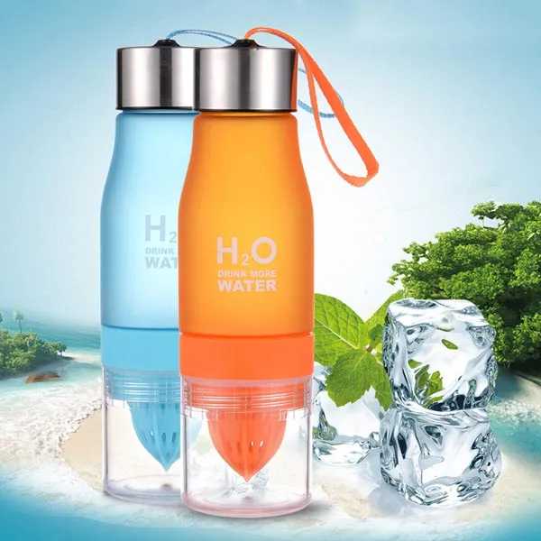 Plastic Infuser Water Bottle, 22 oz. - Stainless Steel Cap - 6 colors