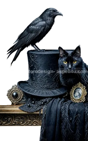 Poe Raven and Black Familiar AI Created One of a Kind Digital Download Canvas Poster Wall Art Print DIY Printable Gift Make Your Own Crafts