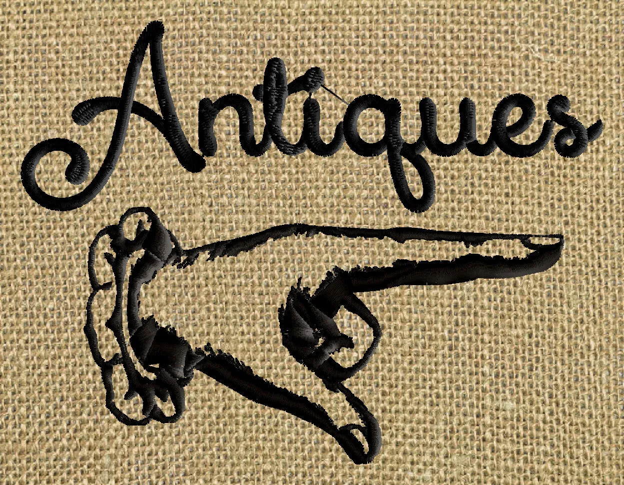 Pointing Hand finger Design - Vintage Retro - Font not included- EMBROIDERY DESIGN FILE - Instant download - Dst Hus Jef Pes Vp3 Exp formats