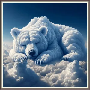 Polar Bear Sleeping in the Clouds Printable Retro Vintage Whimsical Ephemera Collage Elements Junk Journals, Decoupage & Scrapbooking