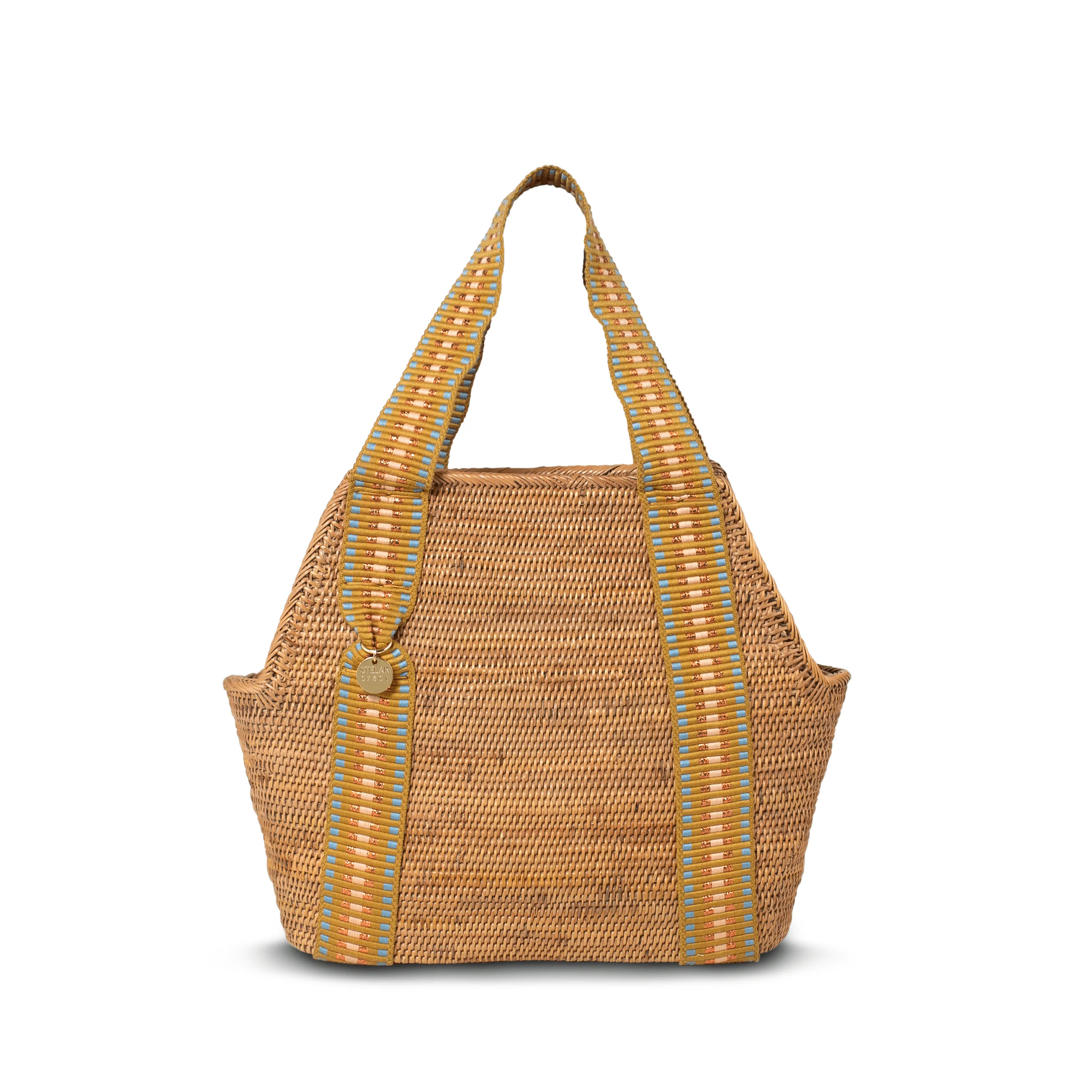 Poso Handwoven Atta Vegan Small Shopper Bag | Copper Stripe