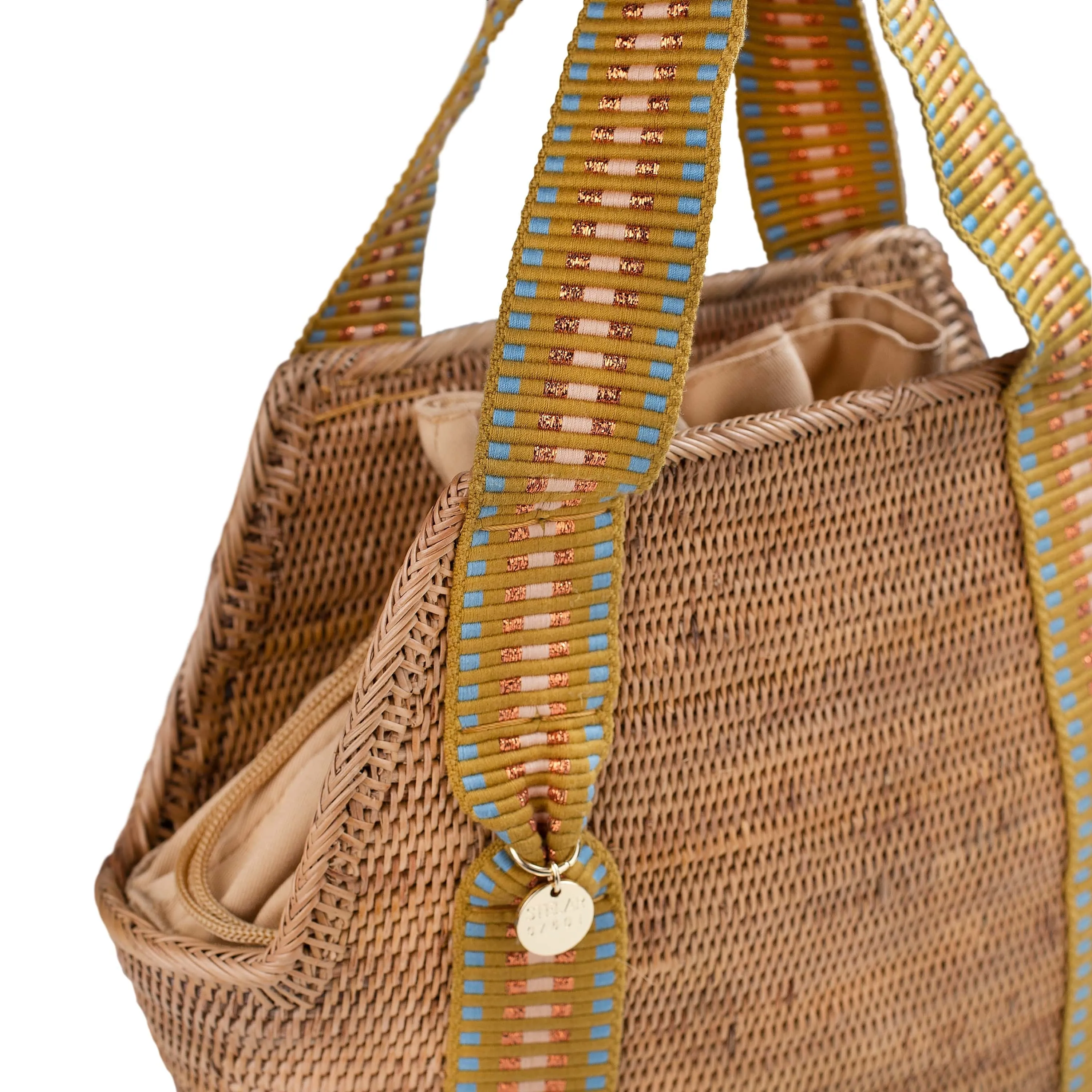 Poso Handwoven Atta Vegan Small Shopper Bag | Copper Stripe