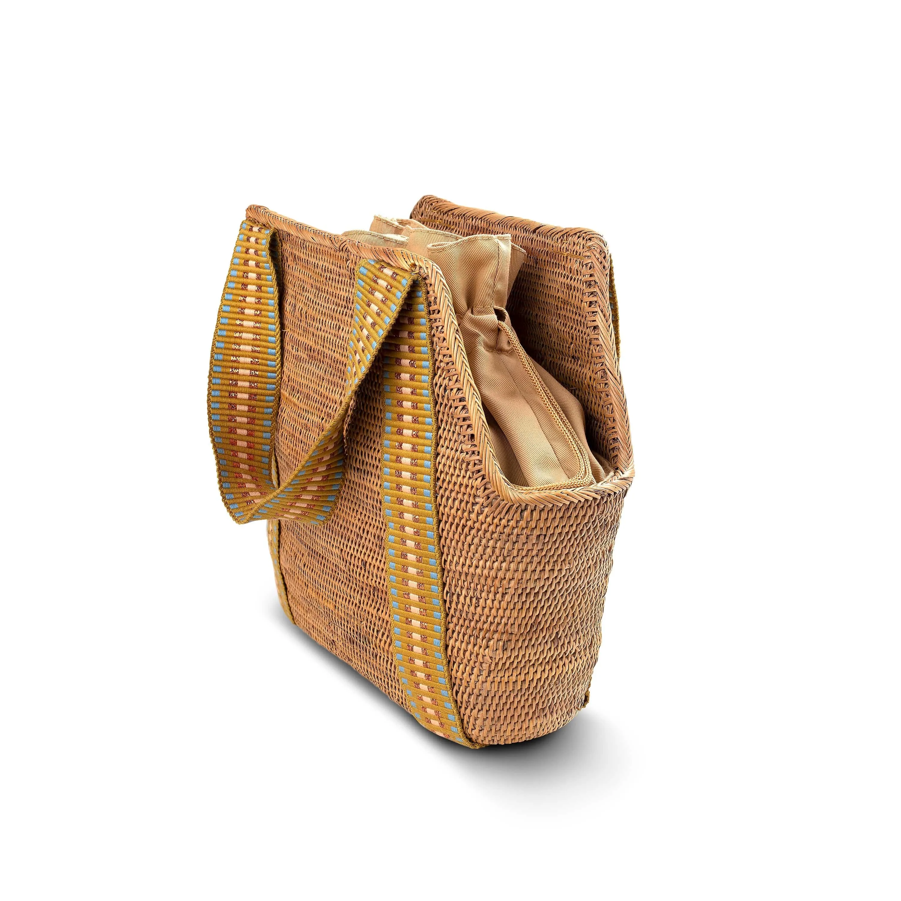 Poso Handwoven Atta Vegan Small Shopper Bag | Copper Stripe