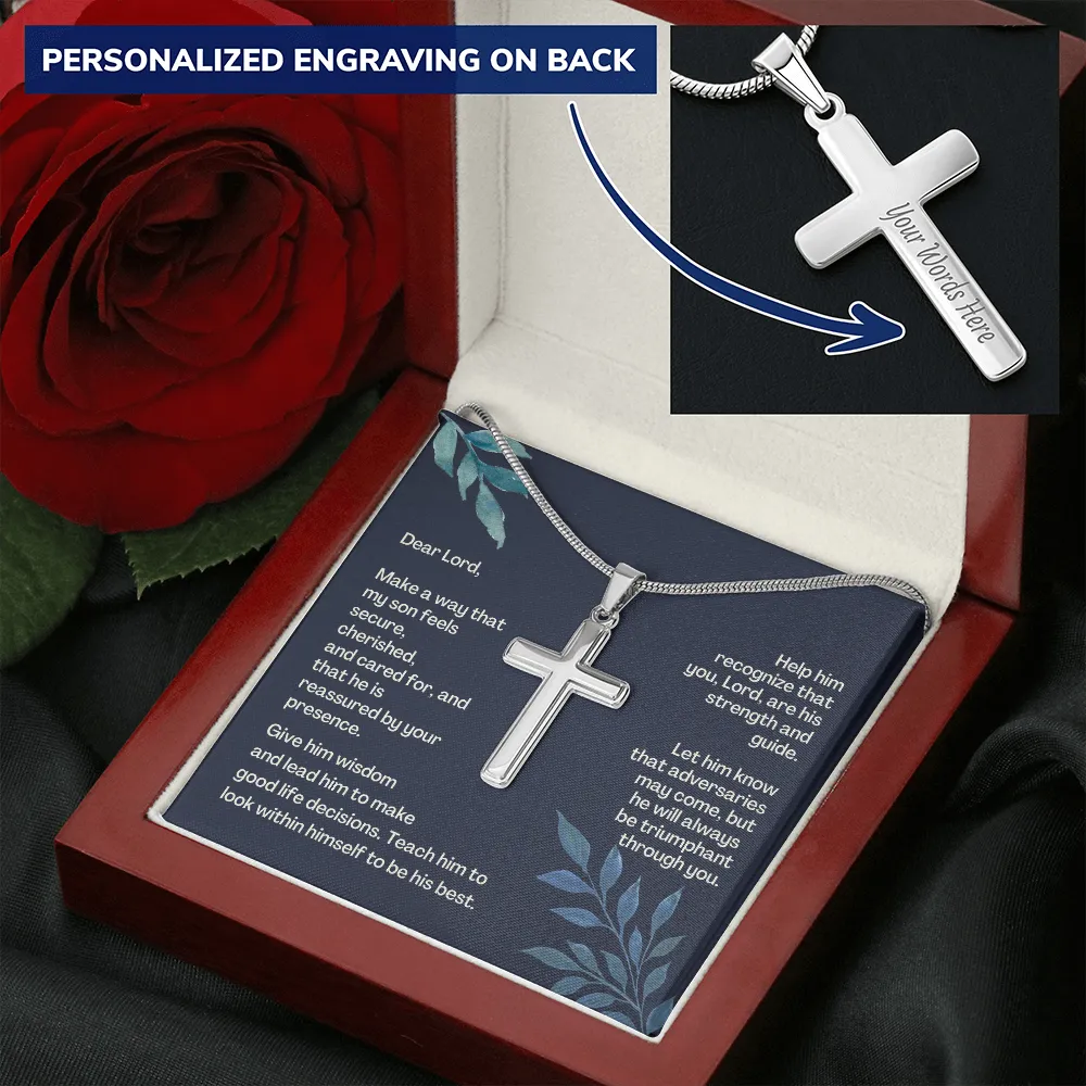 Prayer For My Son Personalized Cross Necklace - PCNSONM47