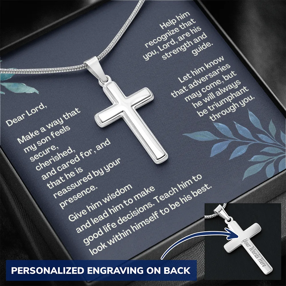 Prayer For My Son Personalized Cross Necklace - PCNSONM47
