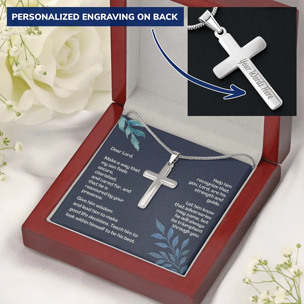 Prayer For My Son Personalized Cross Necklace - PCNSONM47