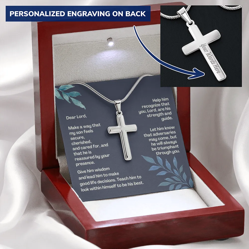Prayer For My Son Personalized Cross Necklace - PCNSONM47