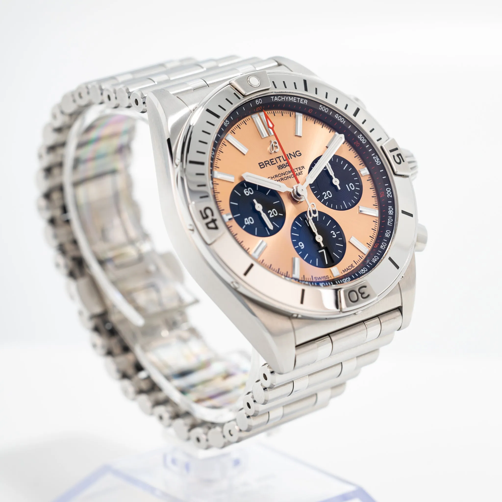 Pre-owned Breitling Chronomat B01 42 Stainless Steel Watch Copper AB0134101K1A1