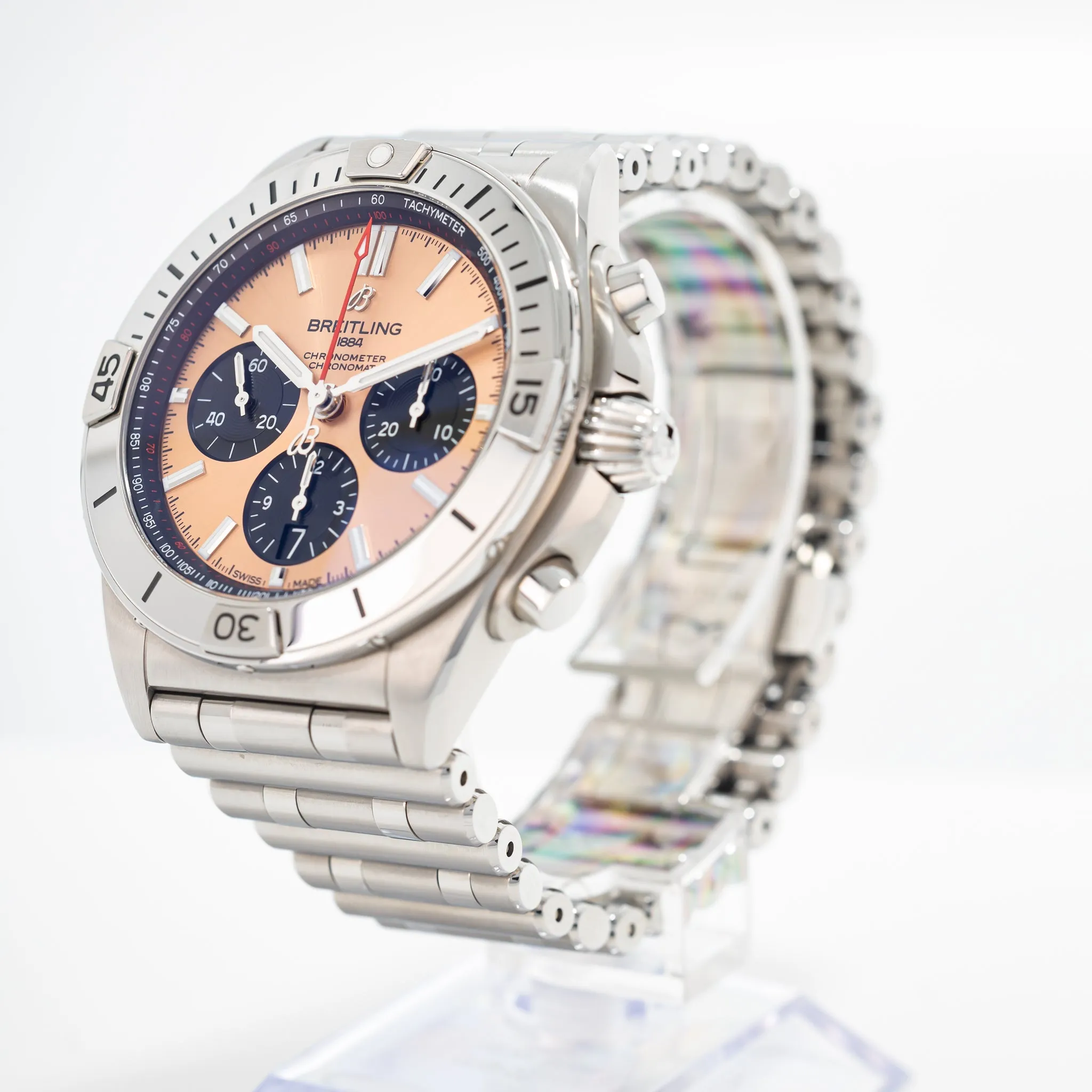 Pre-owned Breitling Chronomat B01 42 Stainless Steel Watch Copper AB0134101K1A1