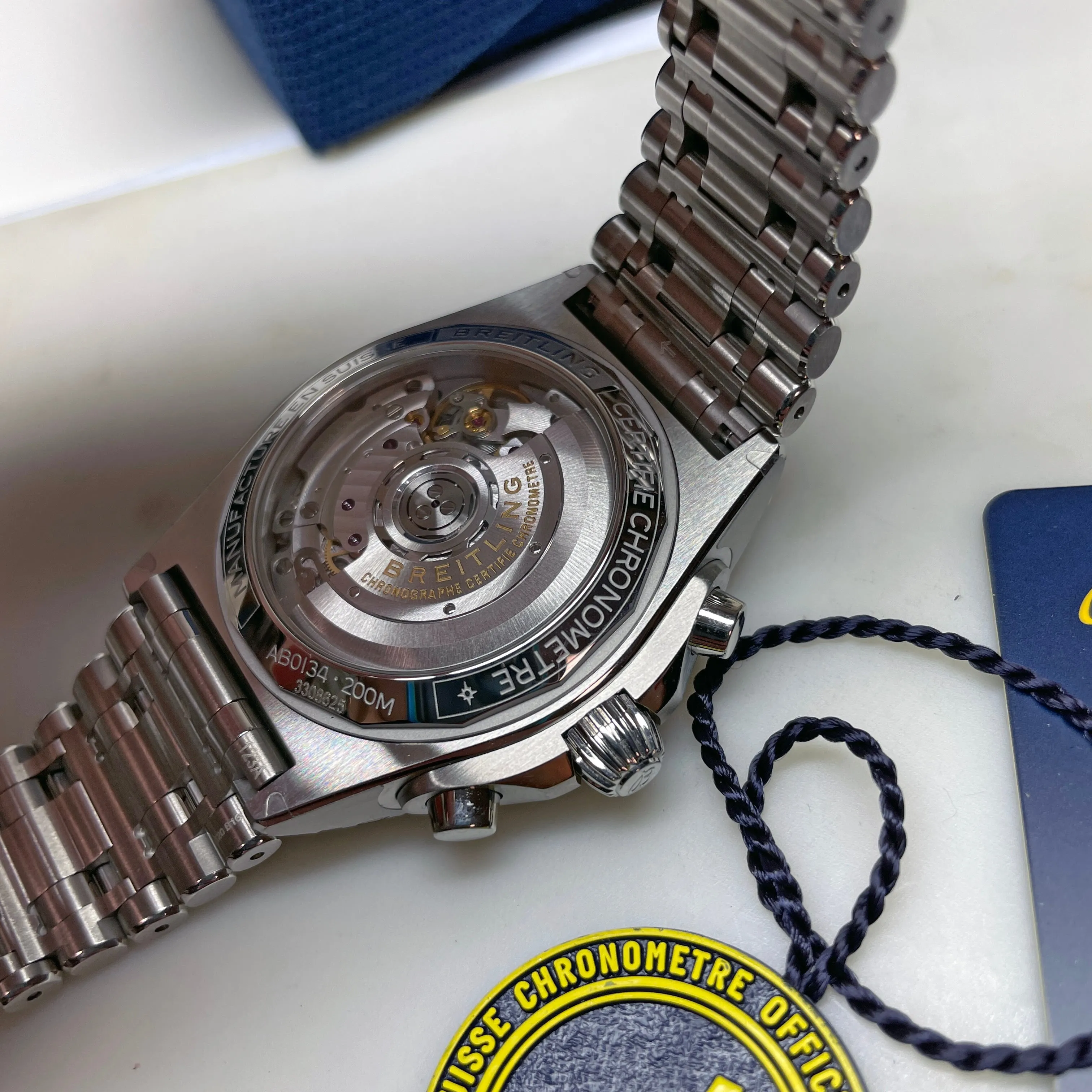 Pre-owned Breitling Chronomat B01 42 Stainless Steel Watch Copper AB0134101K1A1