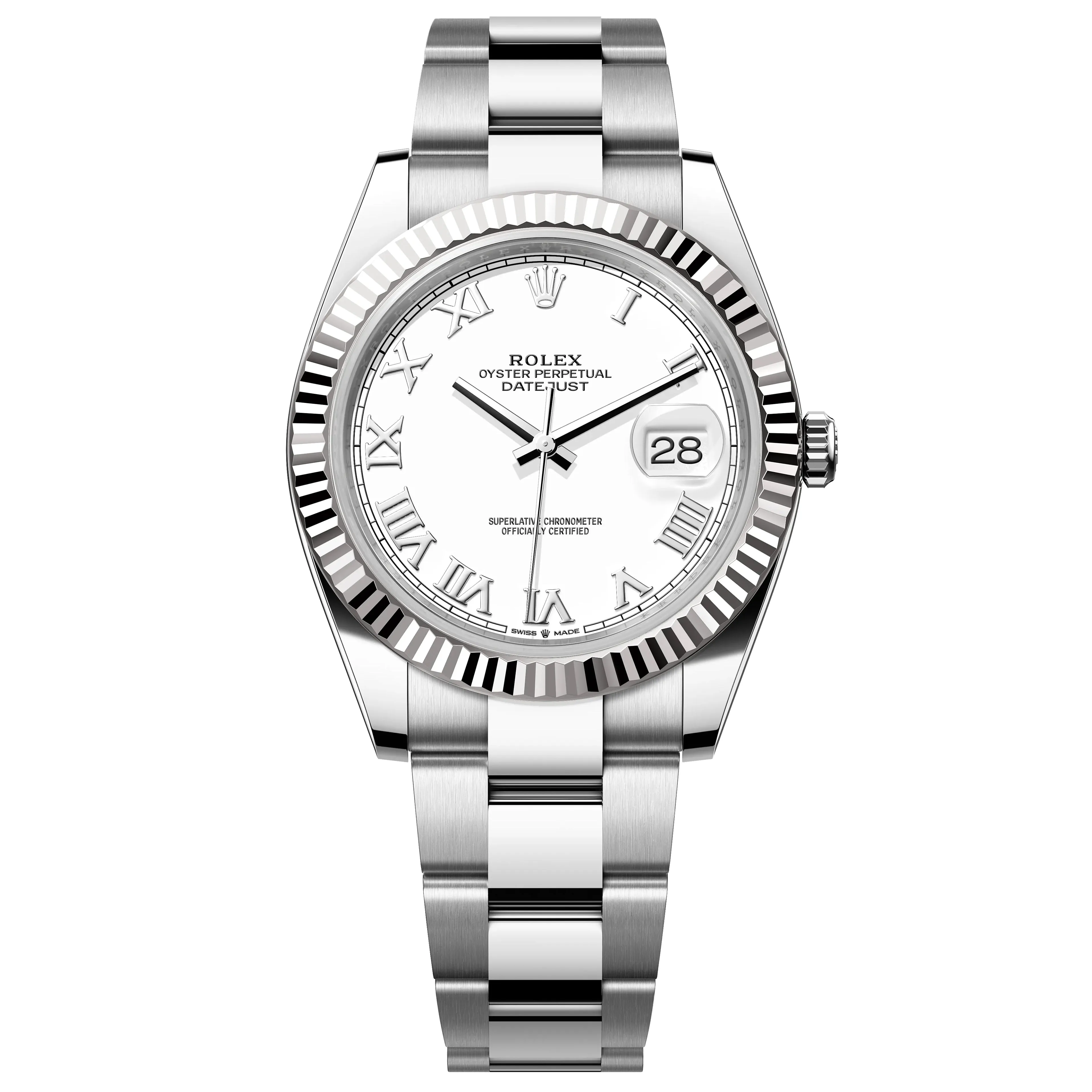 Pre-owned Rolex Oyster Datejust 41mm White Dial Roman Steel 126334