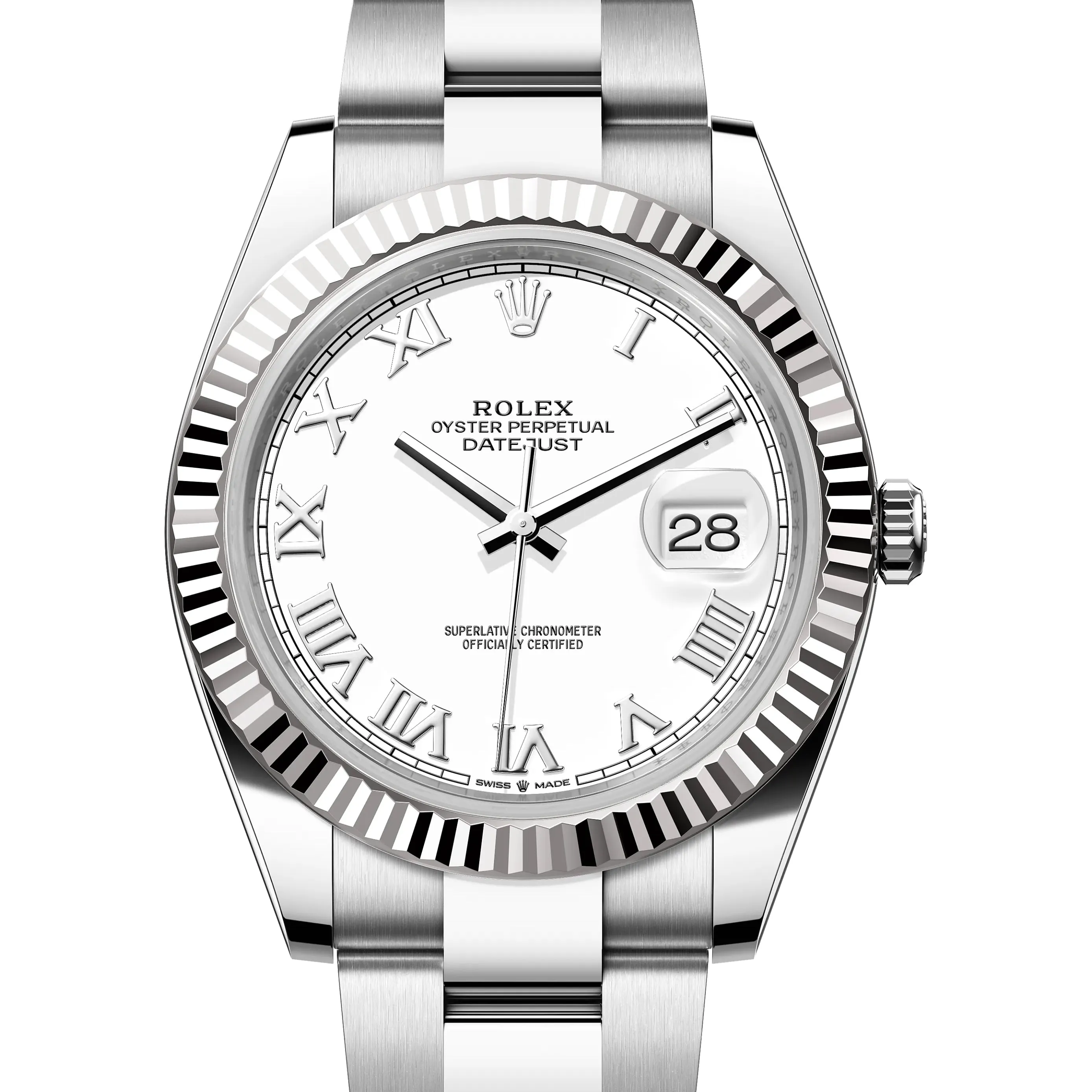 Pre-owned Rolex Oyster Datejust 41mm White Dial Roman Steel 126334
