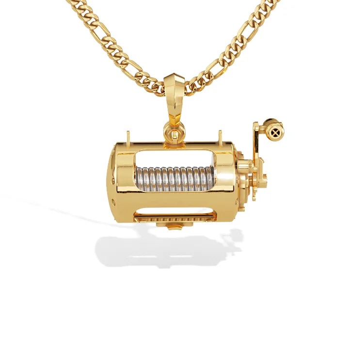 Precision 3D Miniature Conventional Fishing Reel Pendant | 14k Gold