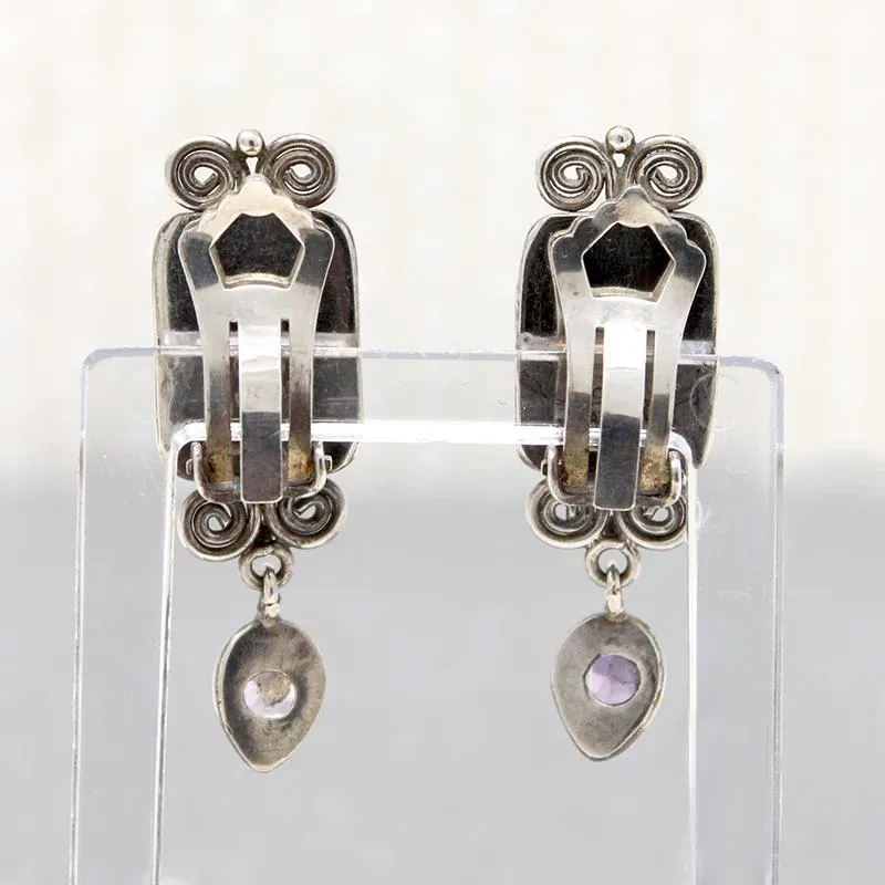Pretty Pastel Rose Quartz & Amethyst Silver Earrings