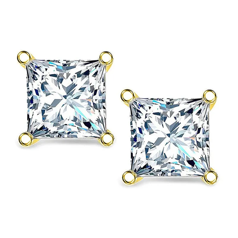 Princess Cut Moissanite (DE Color, FH Clarity) Stud Earrings
