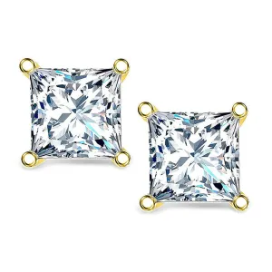 Princess Cut Moissanite (DE Color, FH Clarity) Stud Earrings