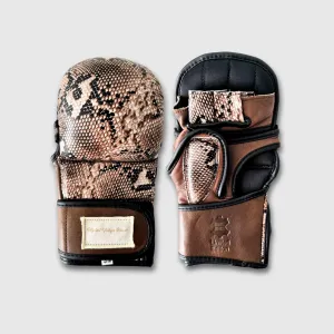 PRO Snake Print Leather Hybrid MMA Gloves