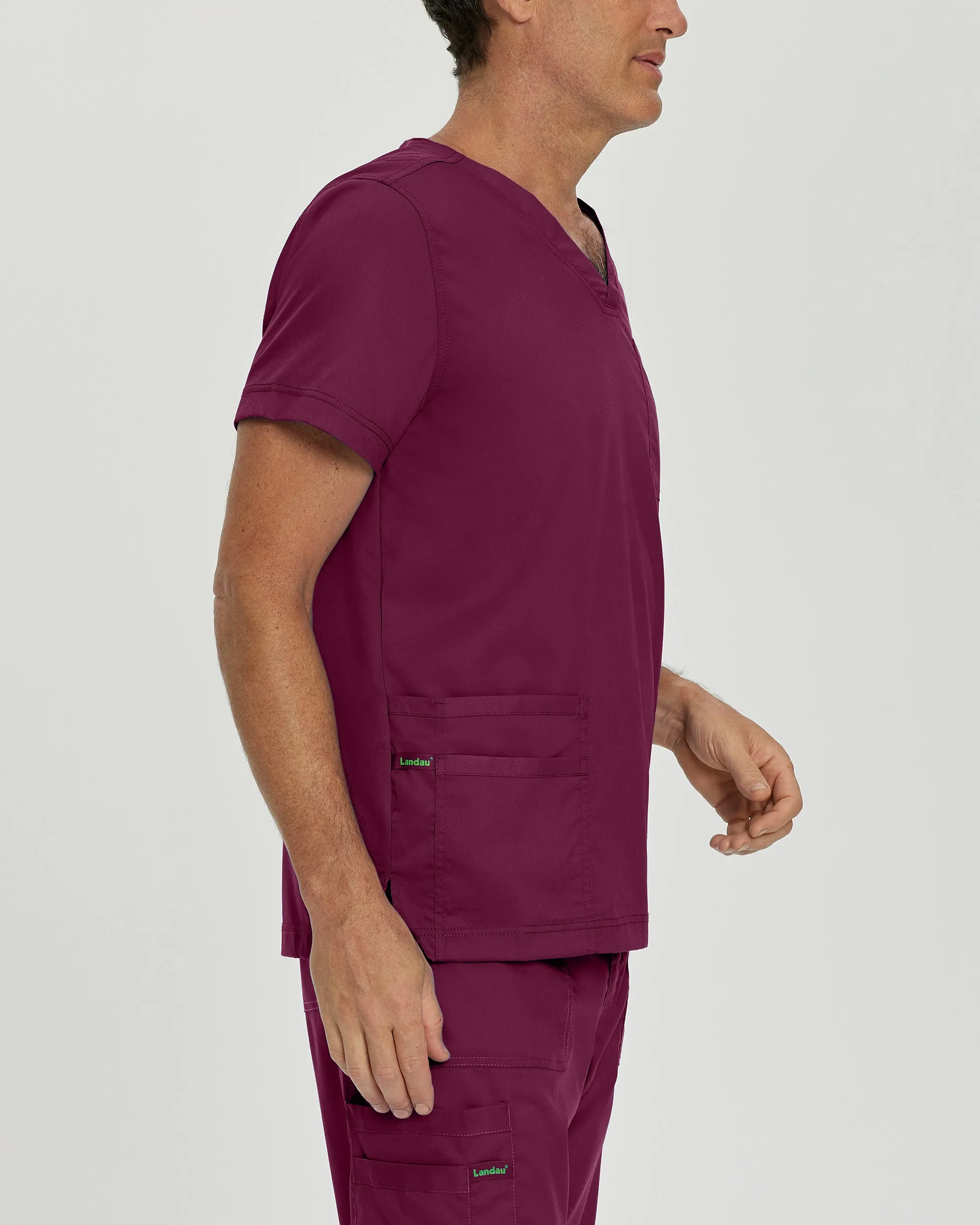 ProFlex 4253 Men's 4 Pocket V Neck Scrub Top Wine