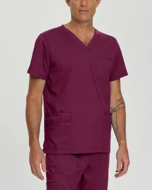 ProFlex 4253 Men's 4 Pocket V Neck Scrub Top Wine