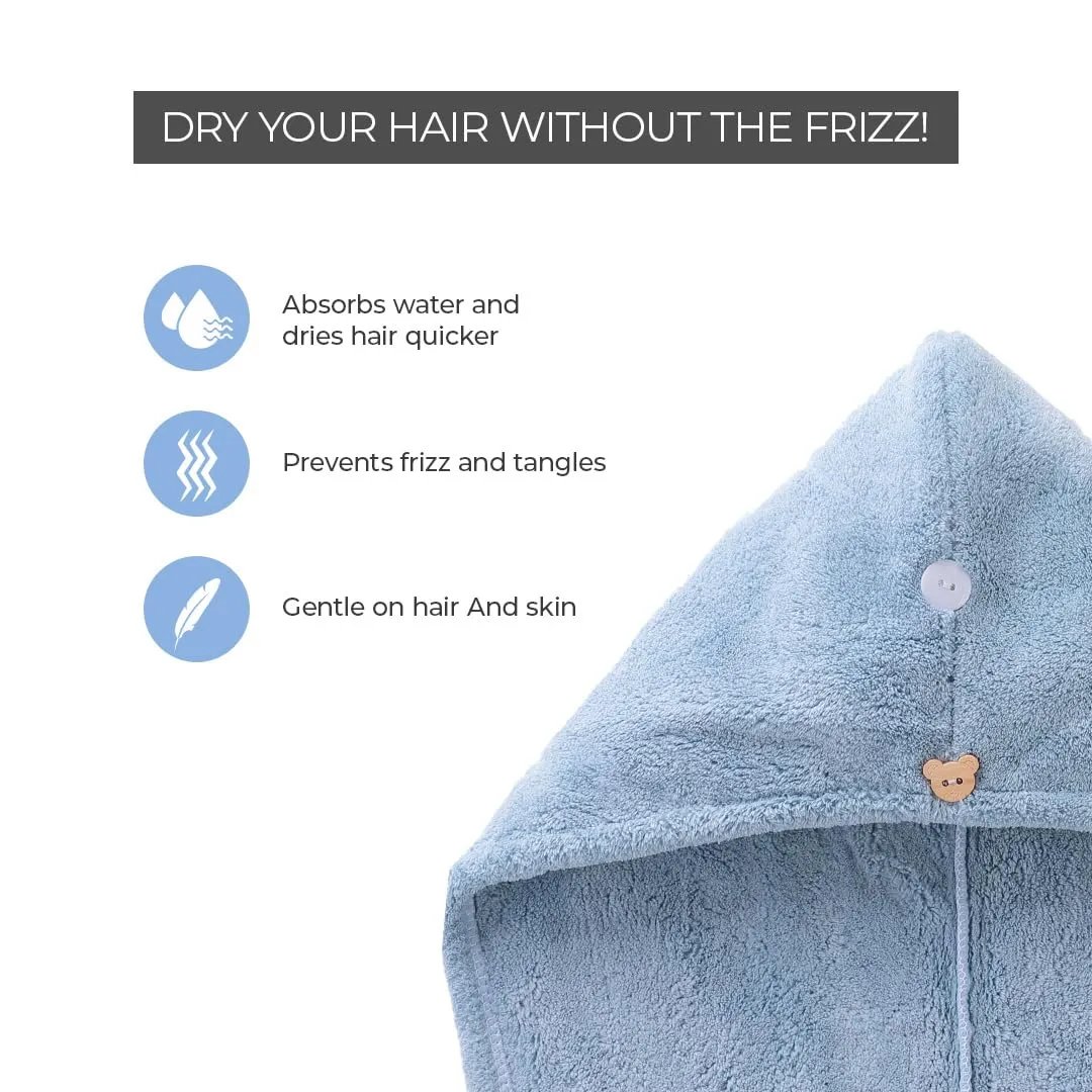 PROLIXR Microfiber Hair Towel Wrap | Quick Drying | Frizz-Free Hair | Super Absorbent | Gentle on Hair and Skin Hair Types | Microfibre Towel (Blue) | Created by Savio John Pereira