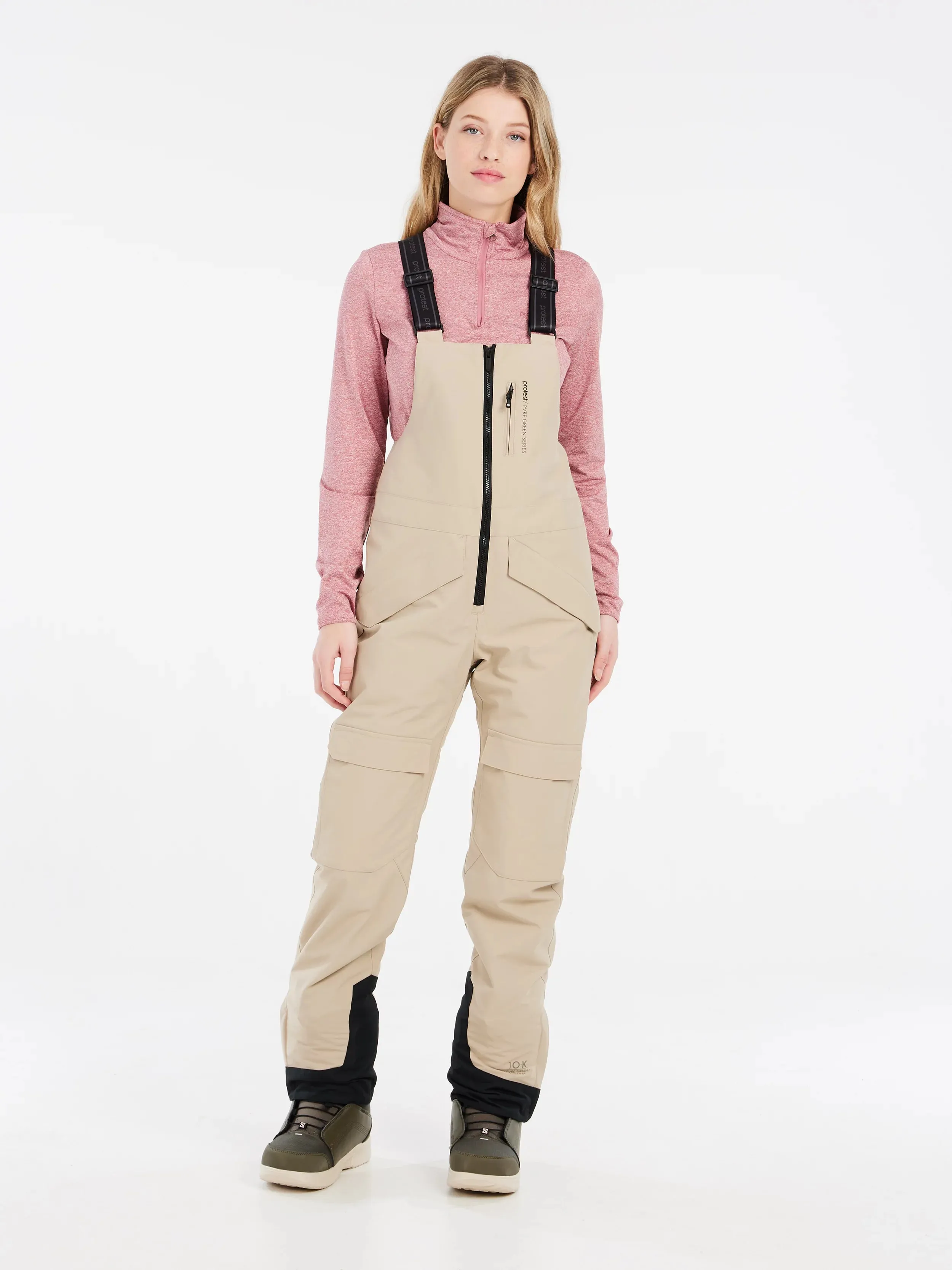 Protest Navaz Salopette Bib Pants Womens 2025 Bamboo Beige