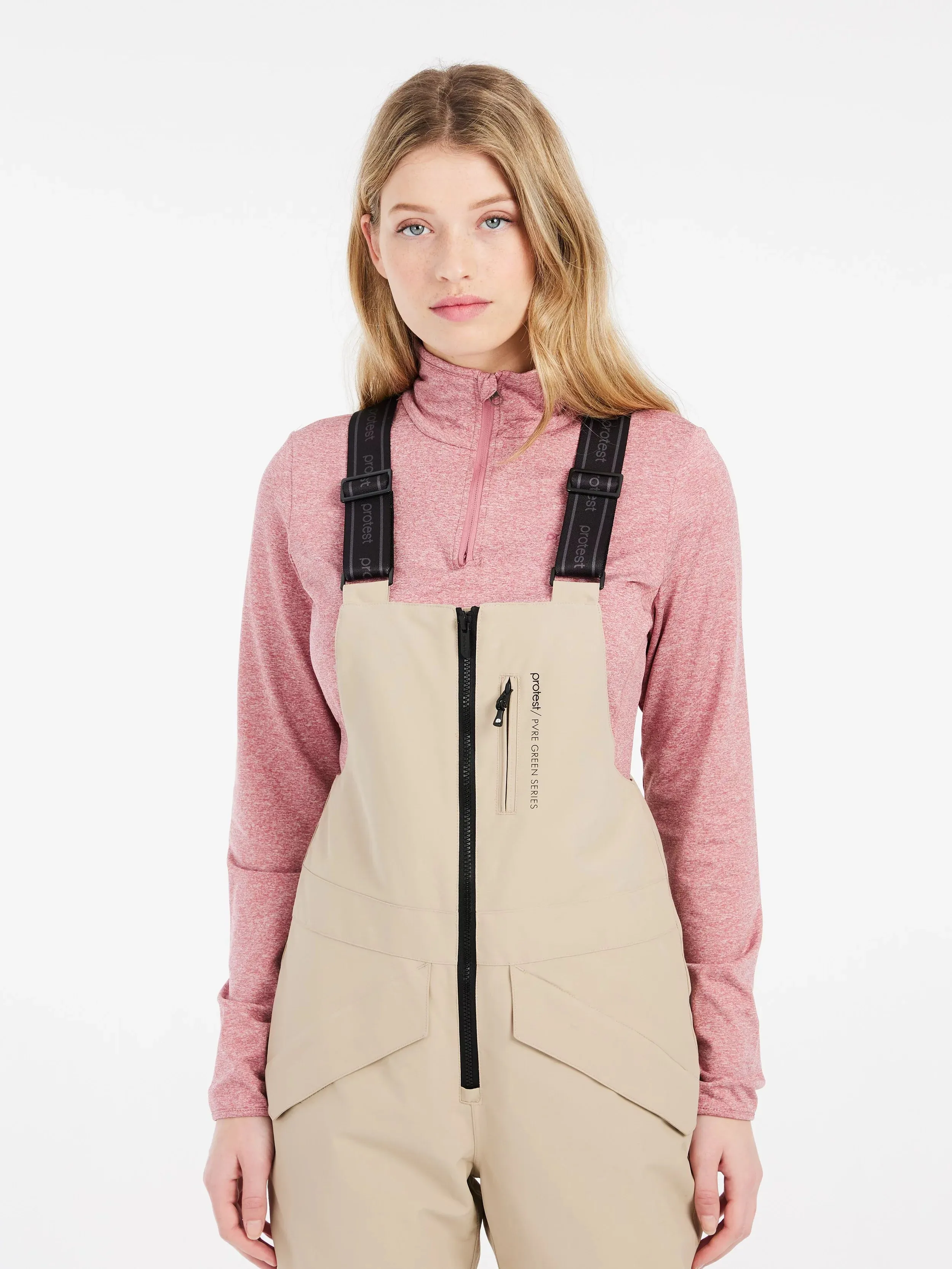 Protest Navaz Salopette Bib Pants Womens 2025 Bamboo Beige